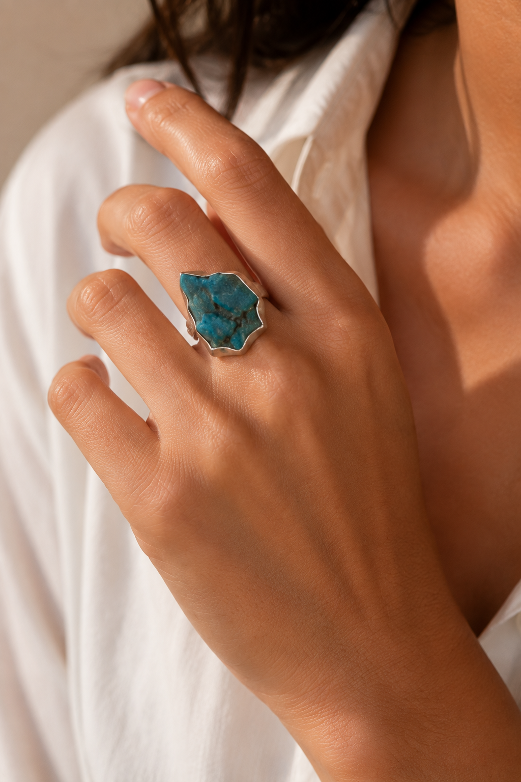 Apatite Rough Gemstone Ring