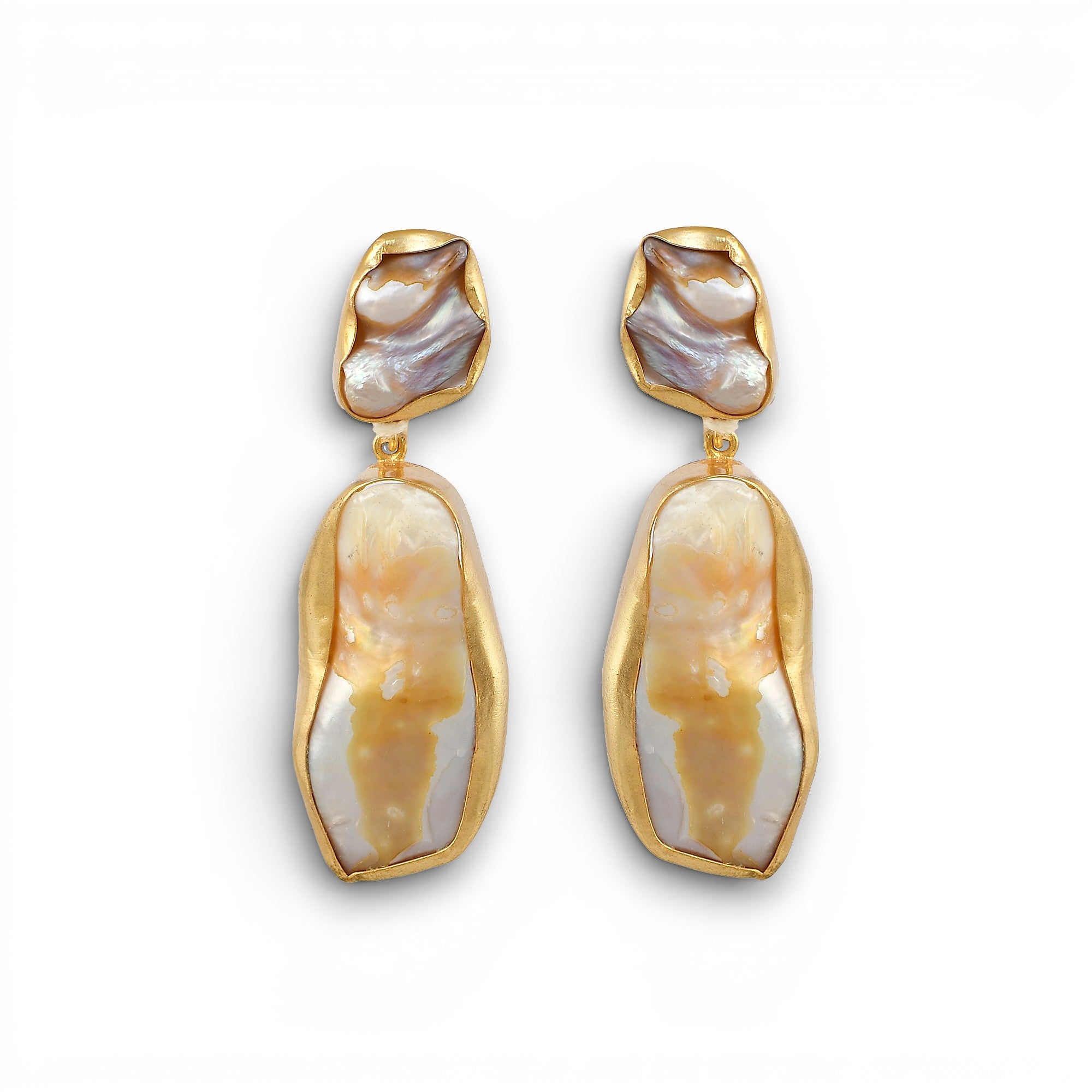 Baroque Pearl Rough Gemstone Stud Earring