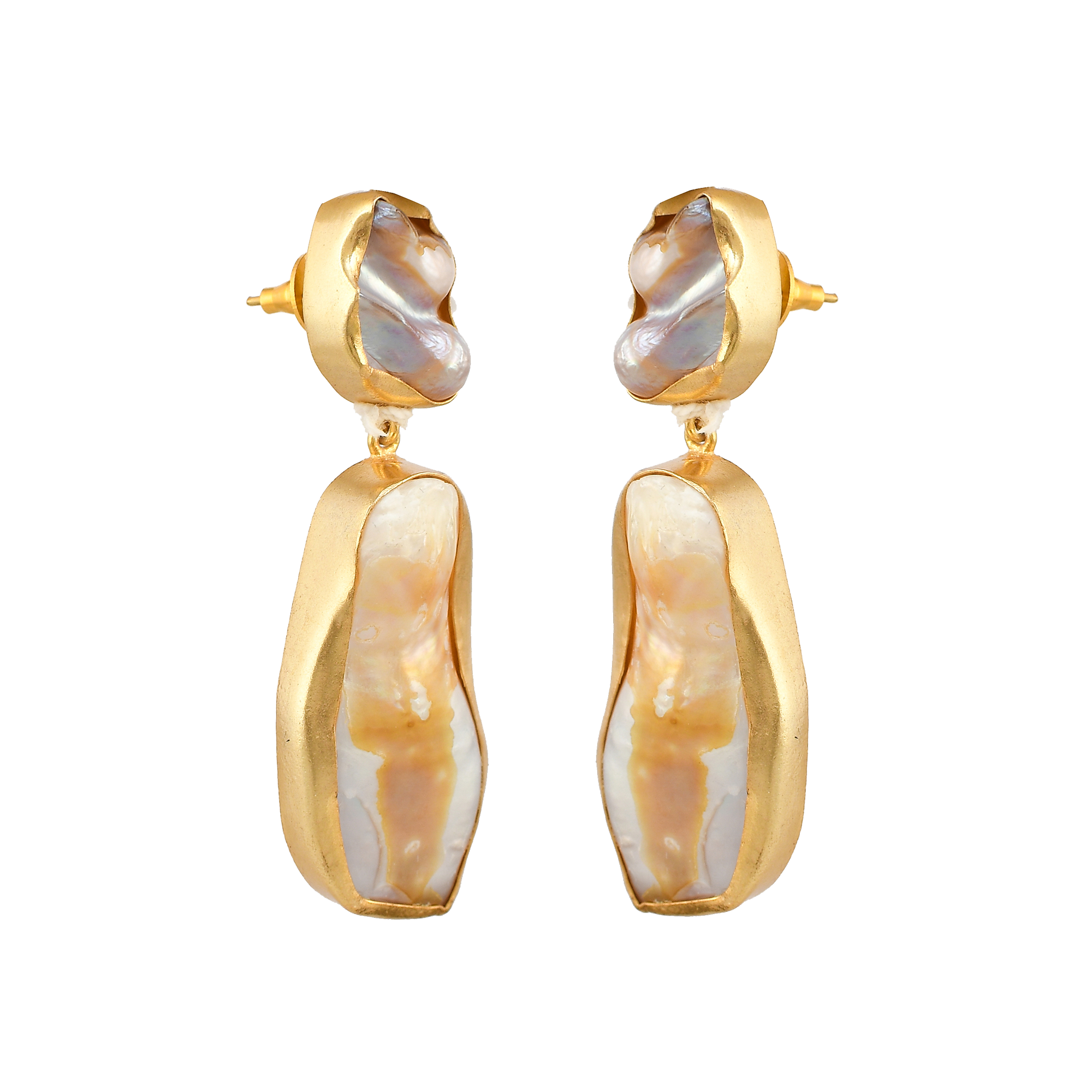 Baroque Pearl Rough Gemstone Stud Earring