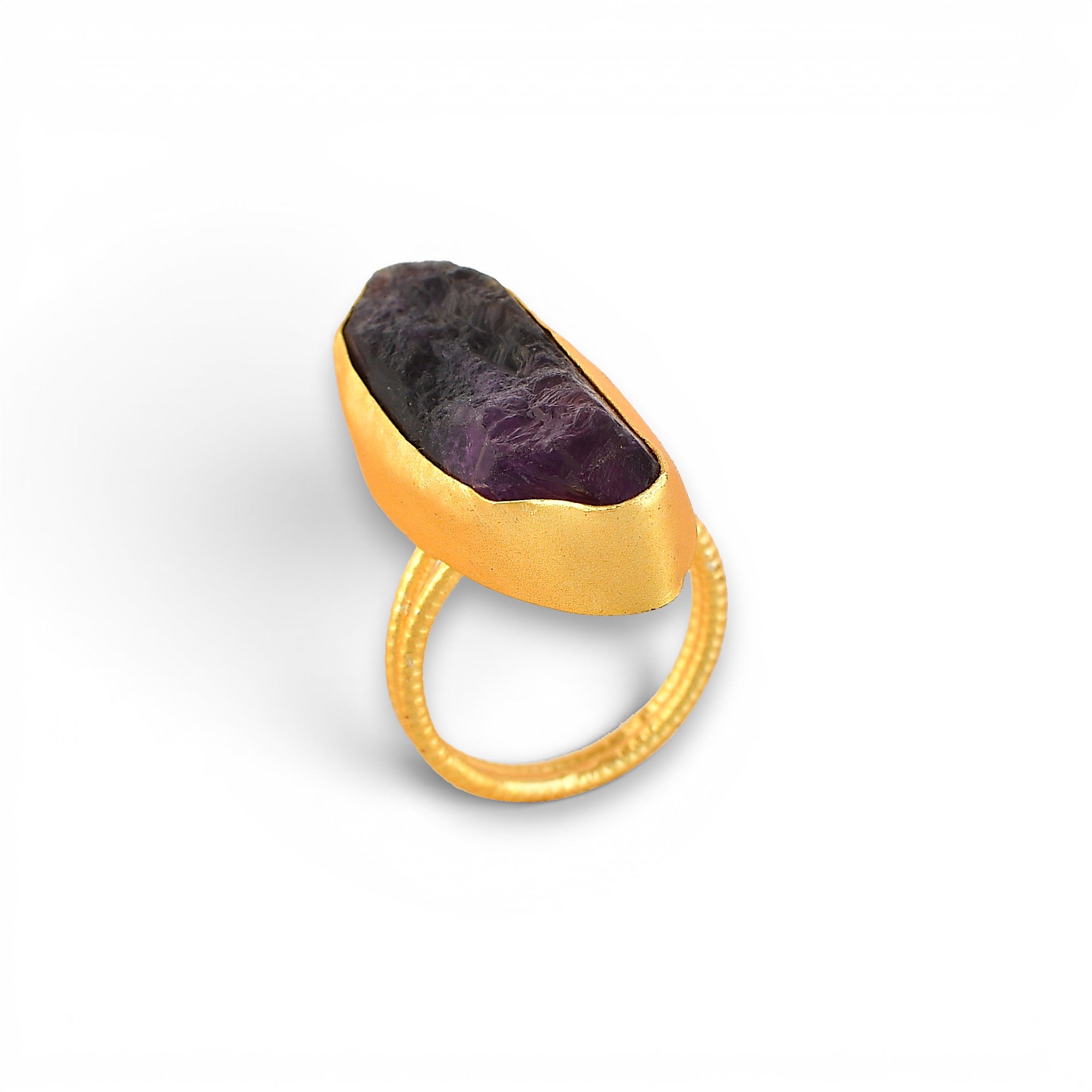 Amethystt Rough Gemstone Ring