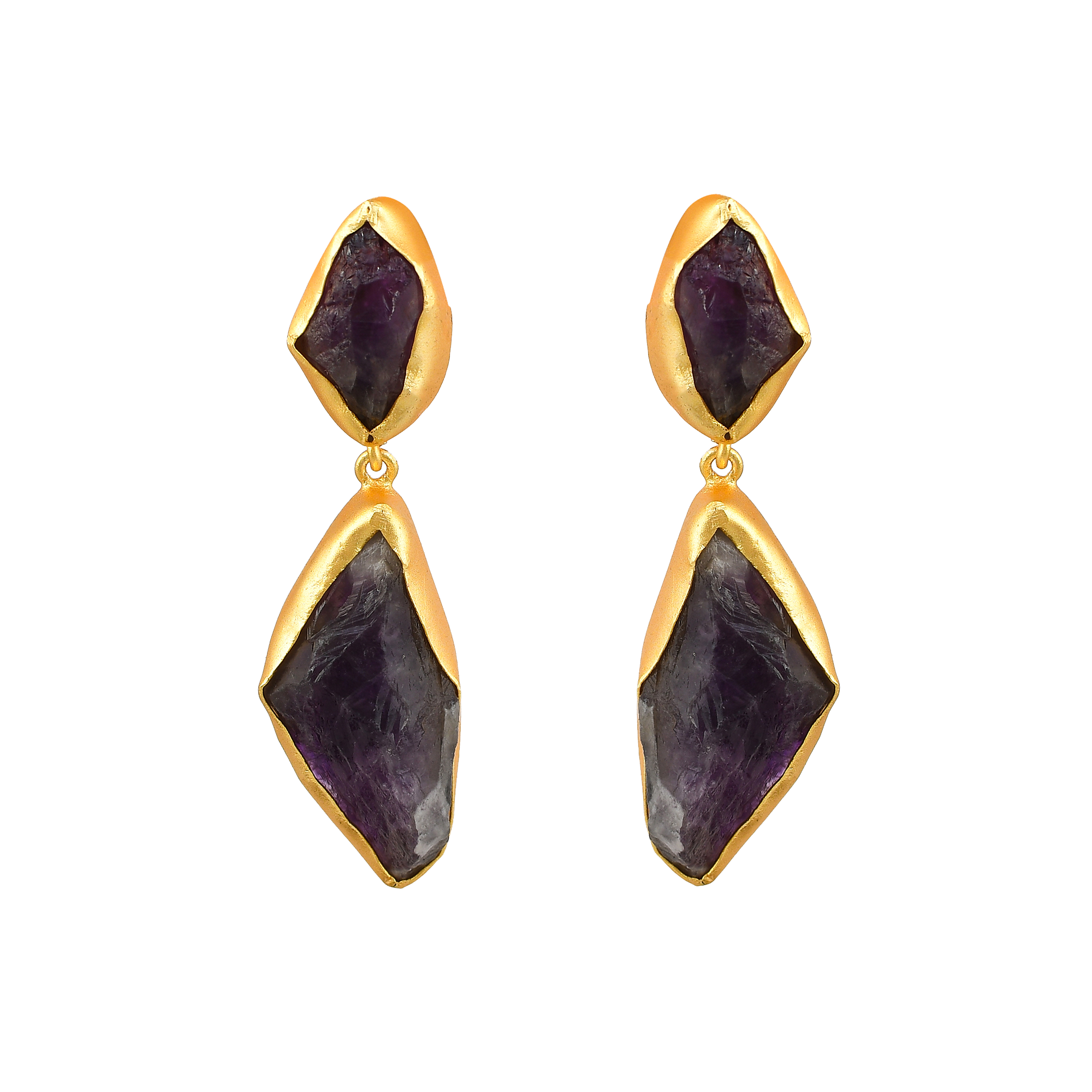 Amethyst Rough Gemstone Stud Earring