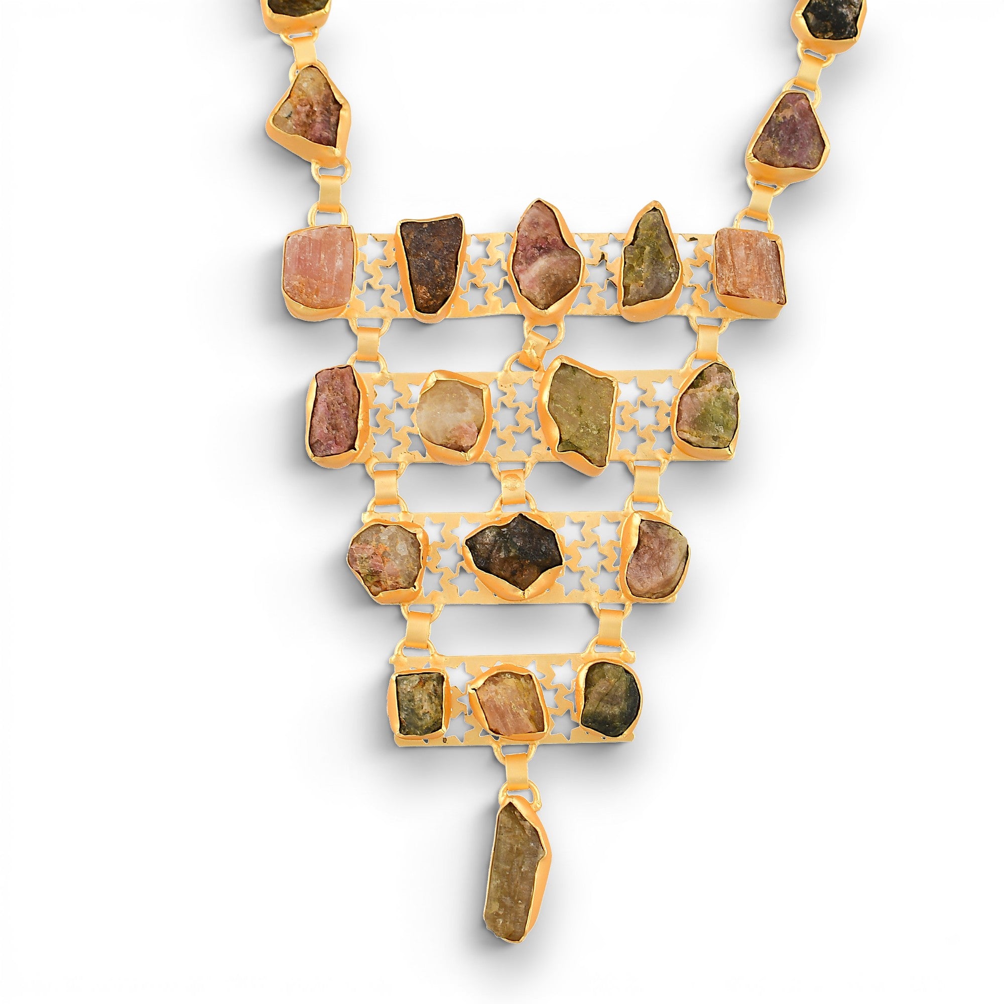 Multi Color Tourmanline Rough Gemstone Necklace