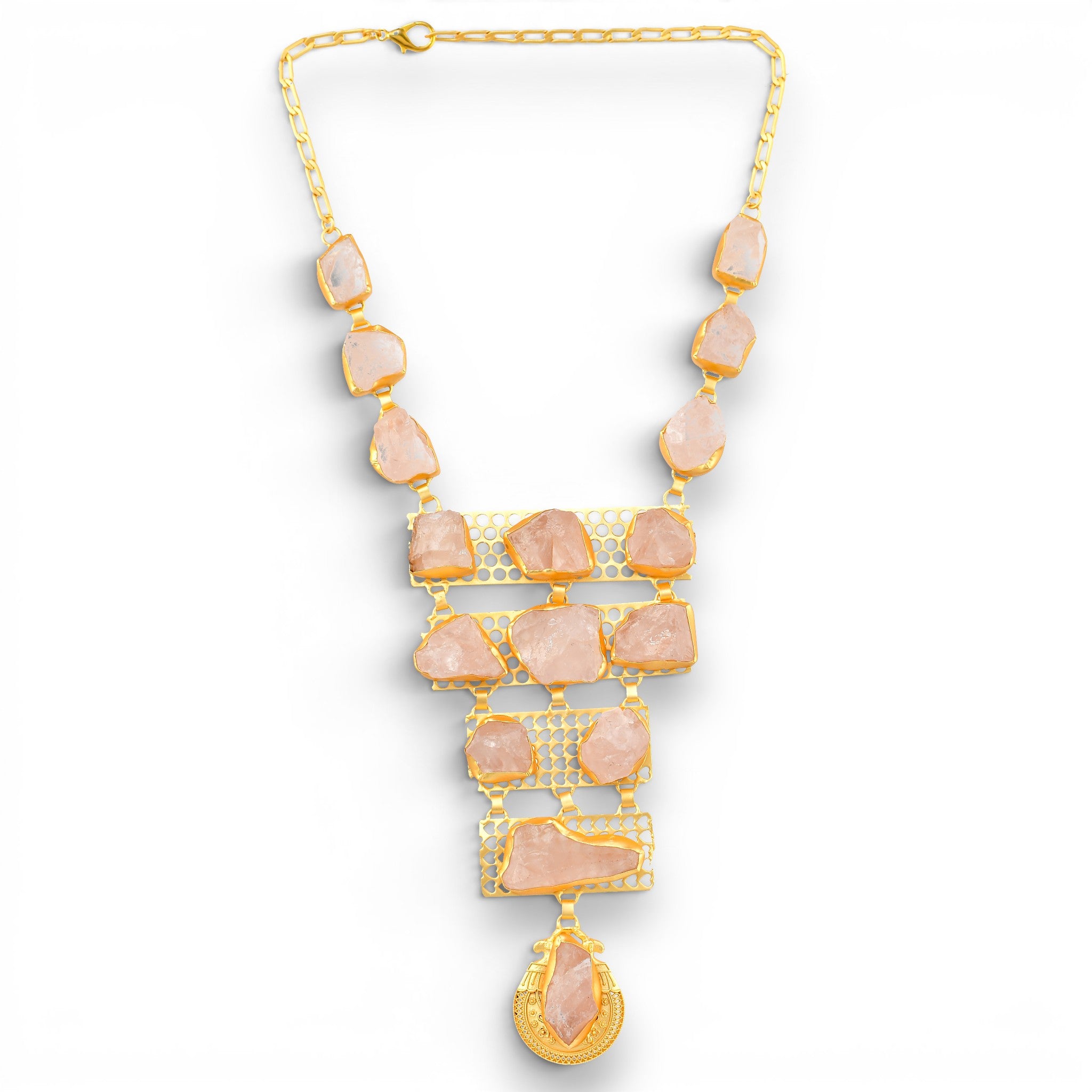 Rose Quartz Rough Gemstone Necklace