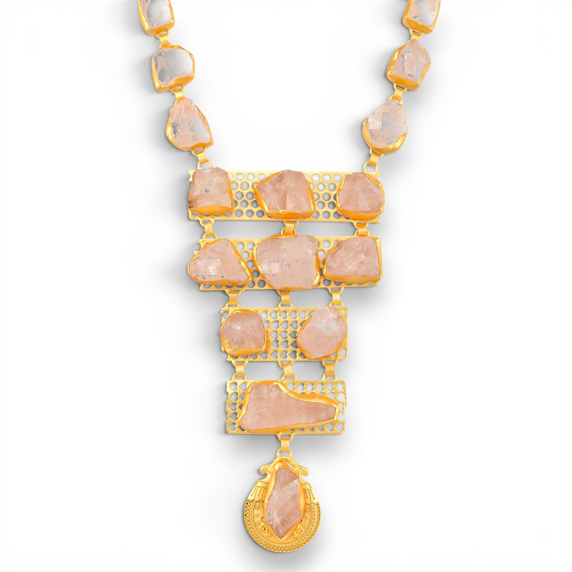 Rose Quartz Rough Gemstone Necklace