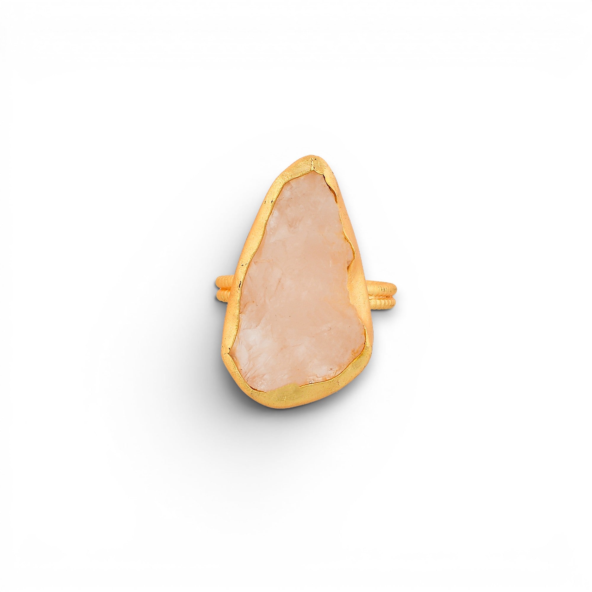 Rose Quartz Rough Gemstone Ring