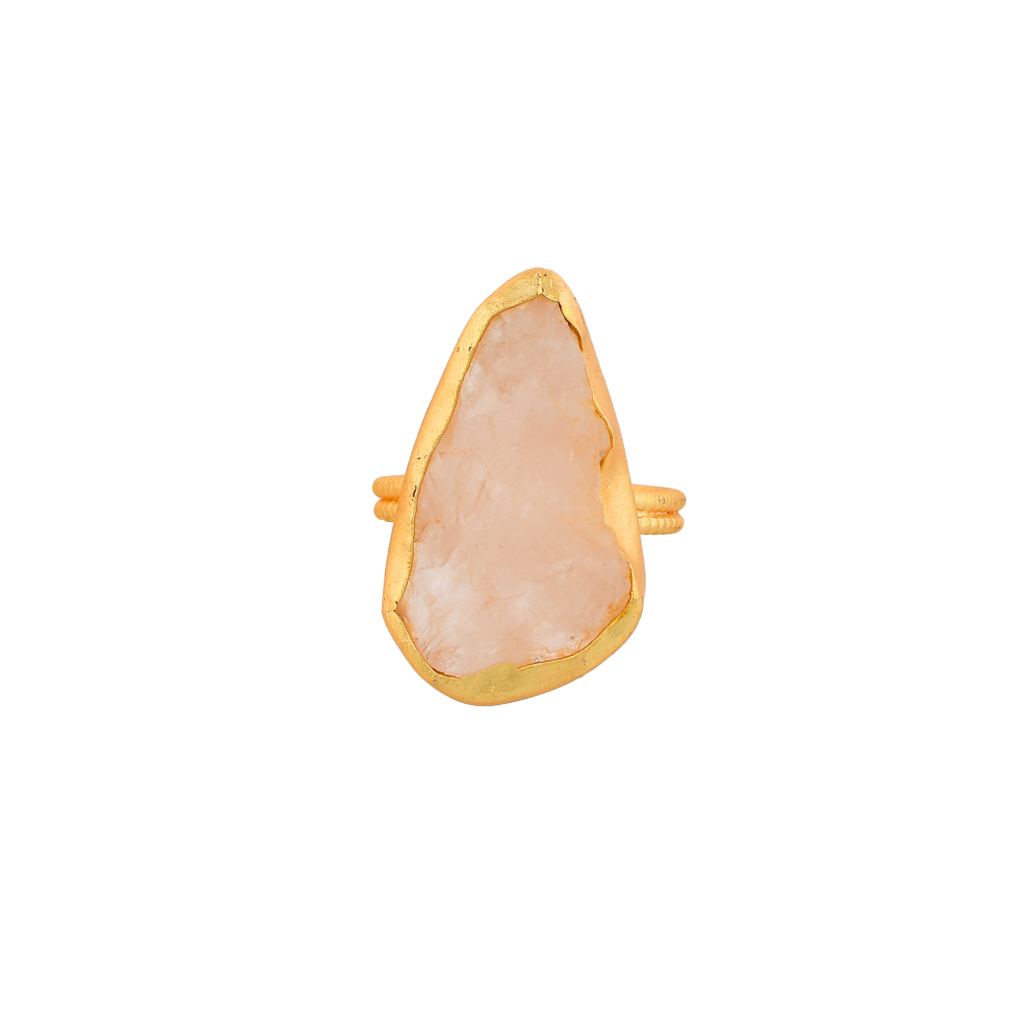 Rose Quartz Rough Gemstone Ring