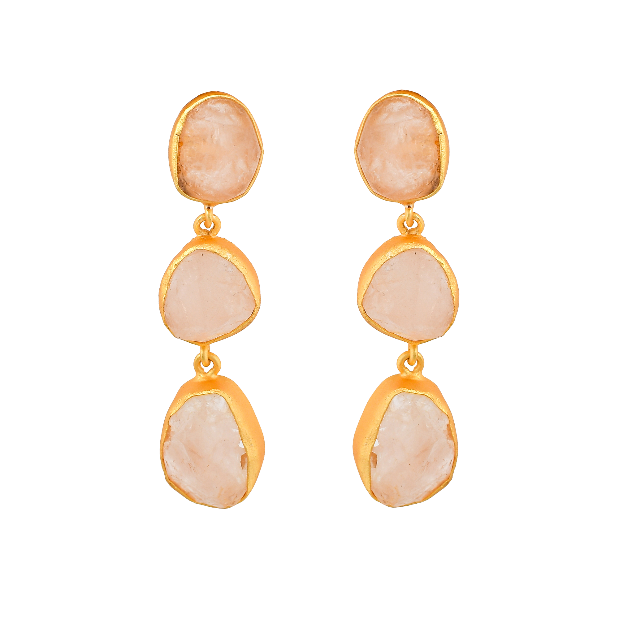 Rose Quartz Rough Gemstone Stud Earrings