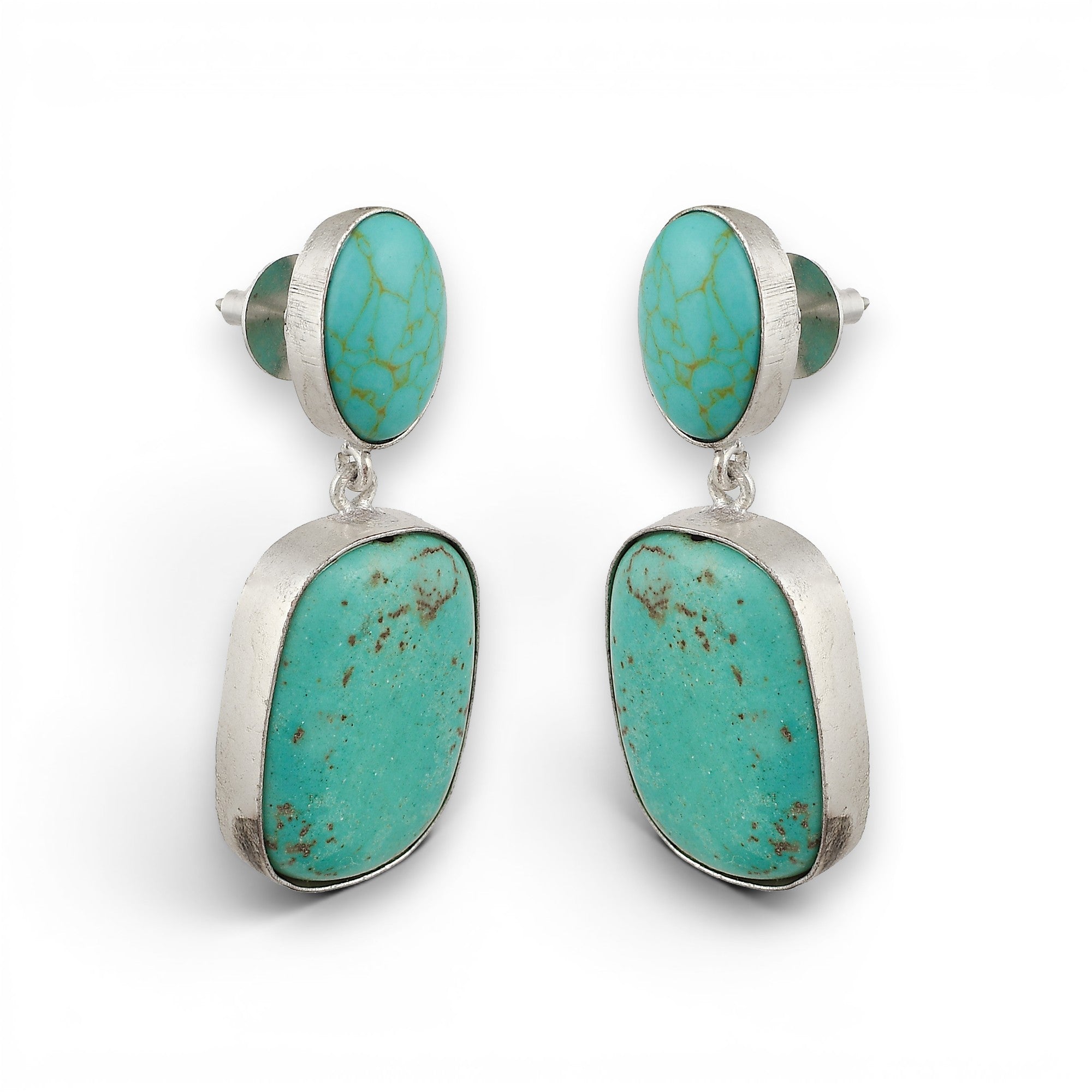 Turquoise Rough Gemstone Stud Earring