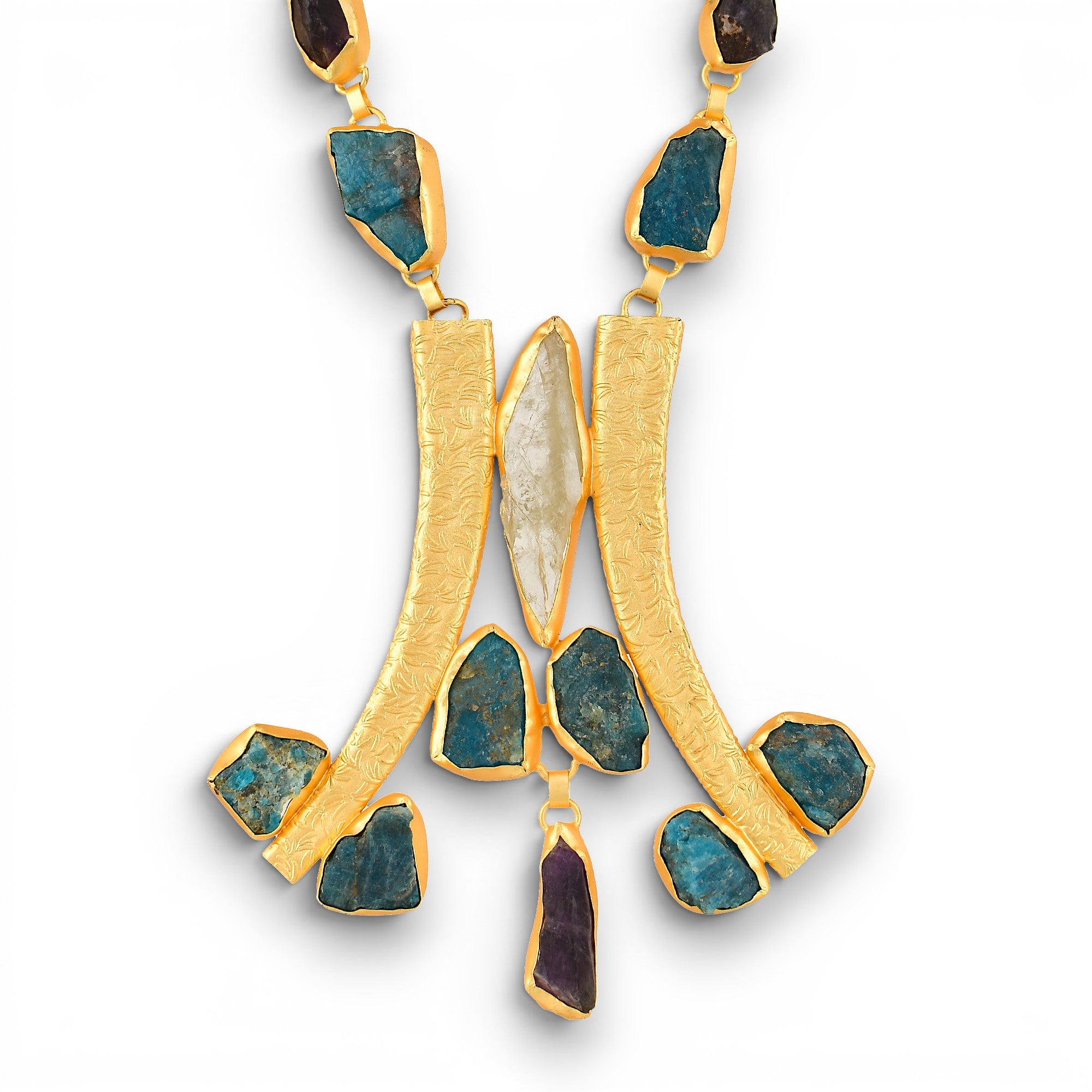 Apatite Amethystt, Green Amethystt Rough Gemstone Necklace