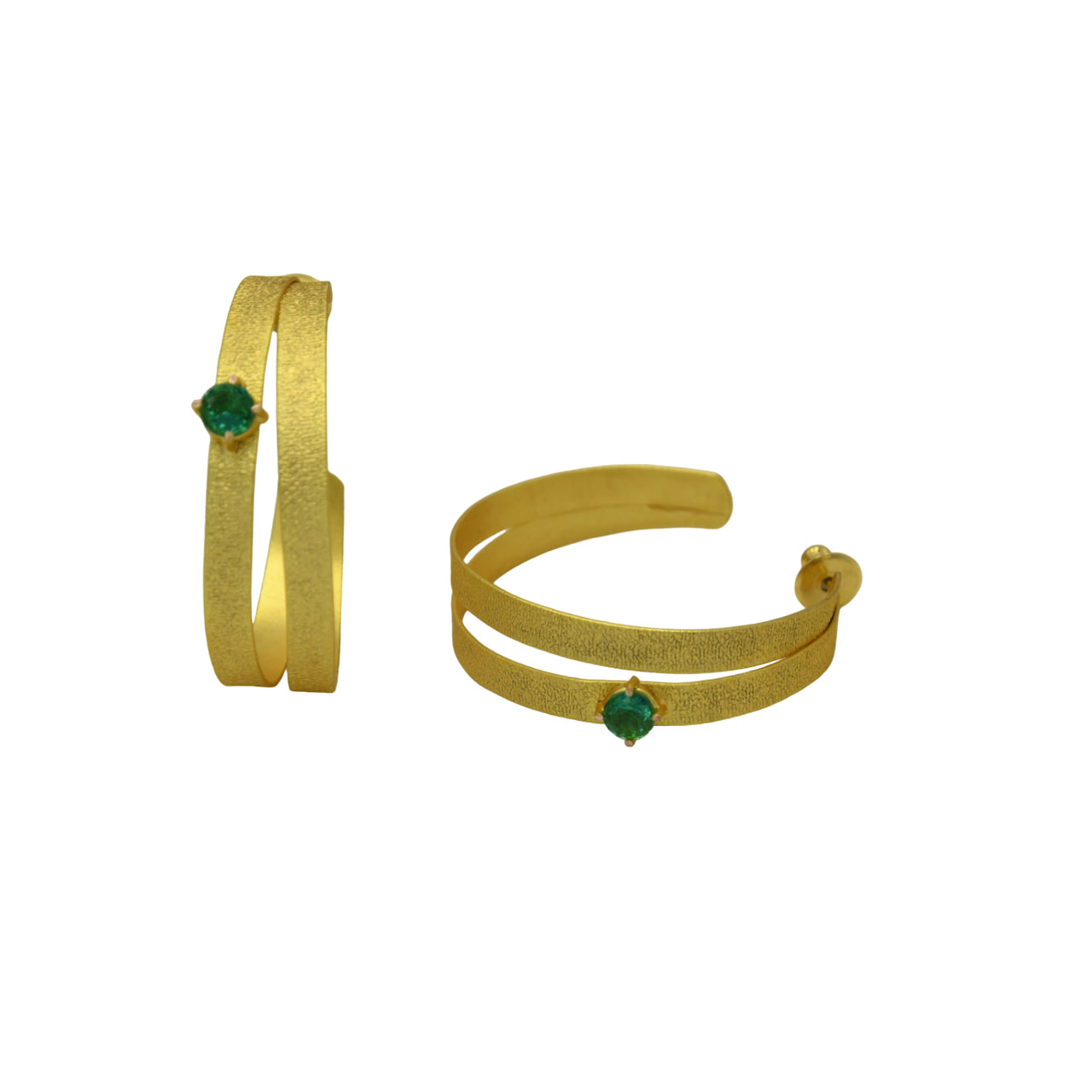 Dual Line Gemstone Gold Plated Stud Earring