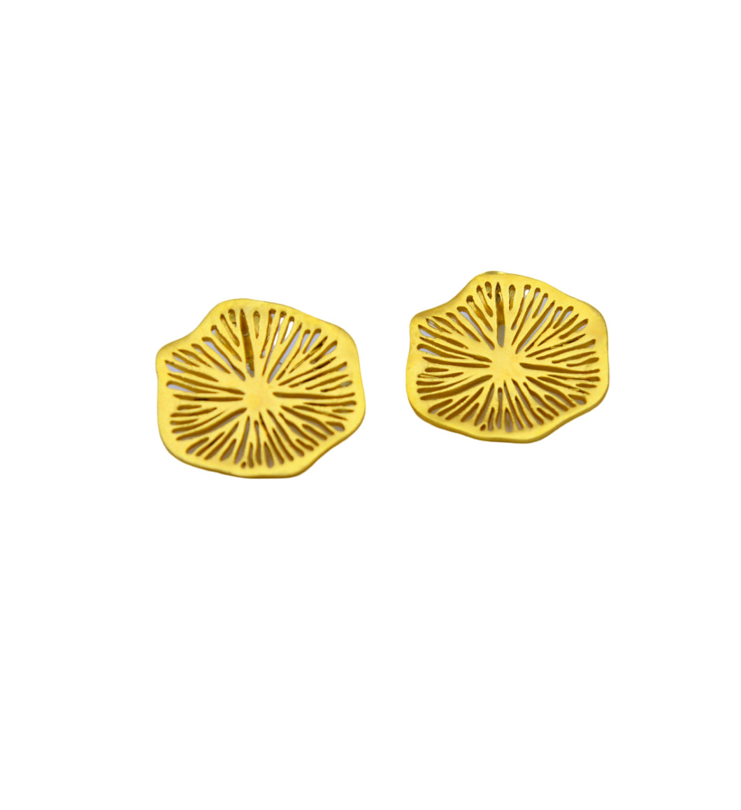 Lotus Leaf Gold Plated Stud Earring
