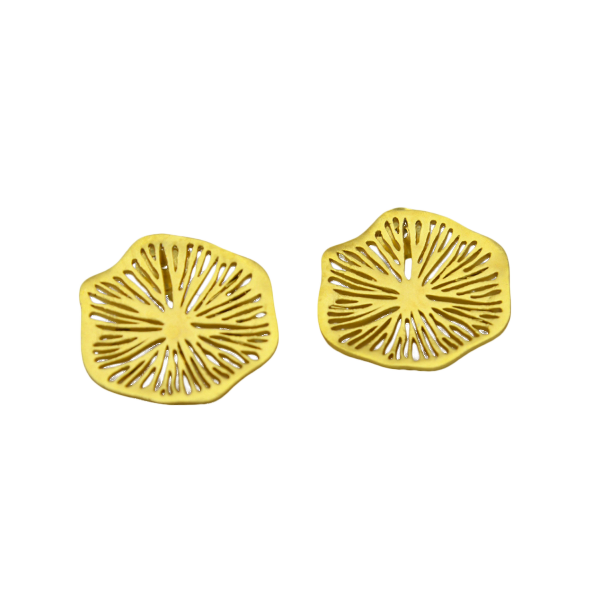 Lotus Leaf Gold Plated Brass Stud Earring