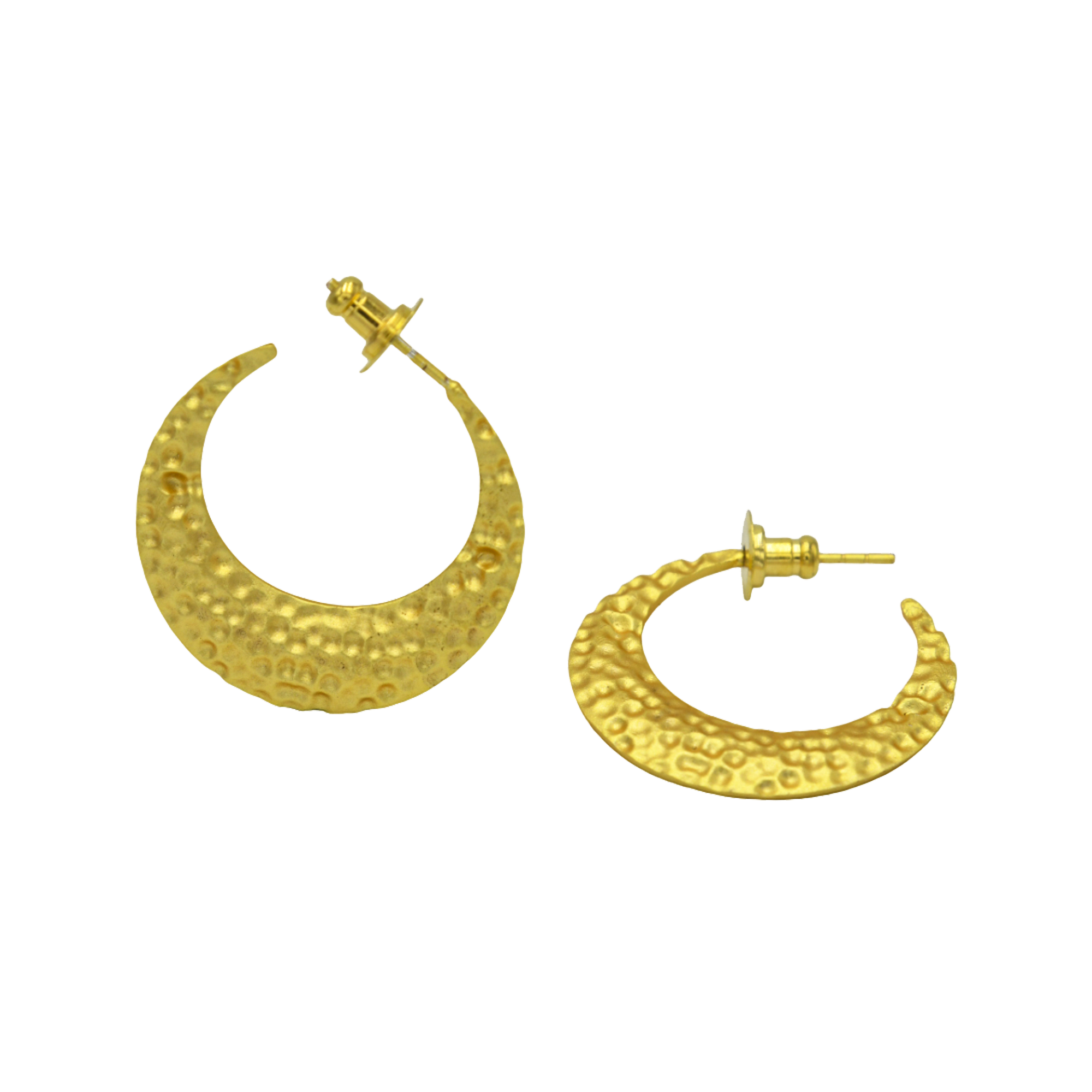 Crescent Moon Hammered Stud Earring