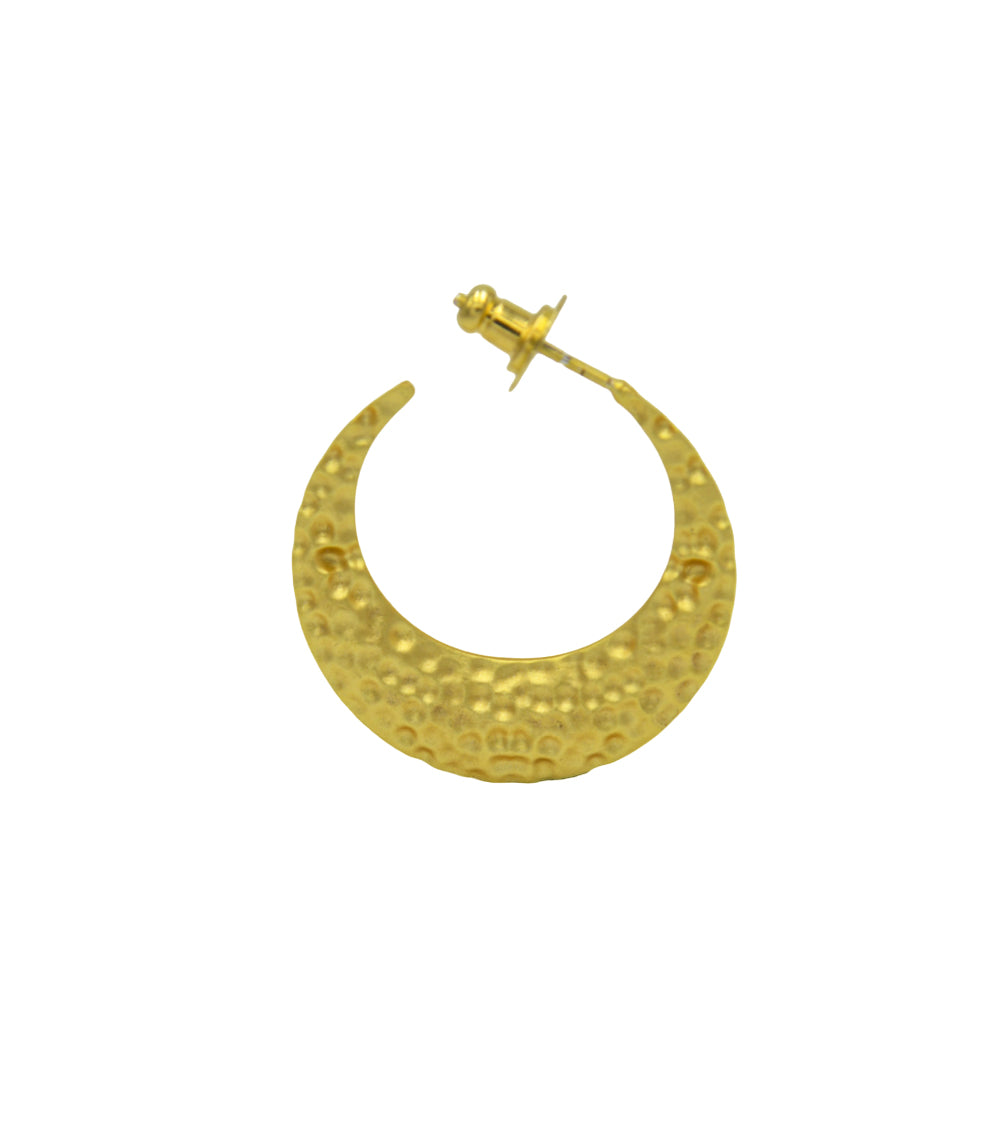 Crescent Moon Hammered Gold Plated Stud Earring
