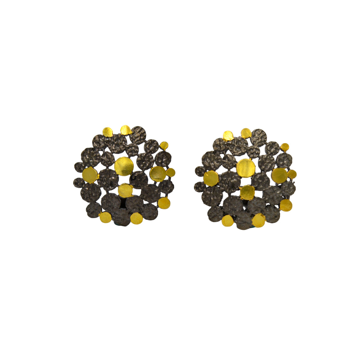 Two tone Brass and Gold Plated Stud Earring