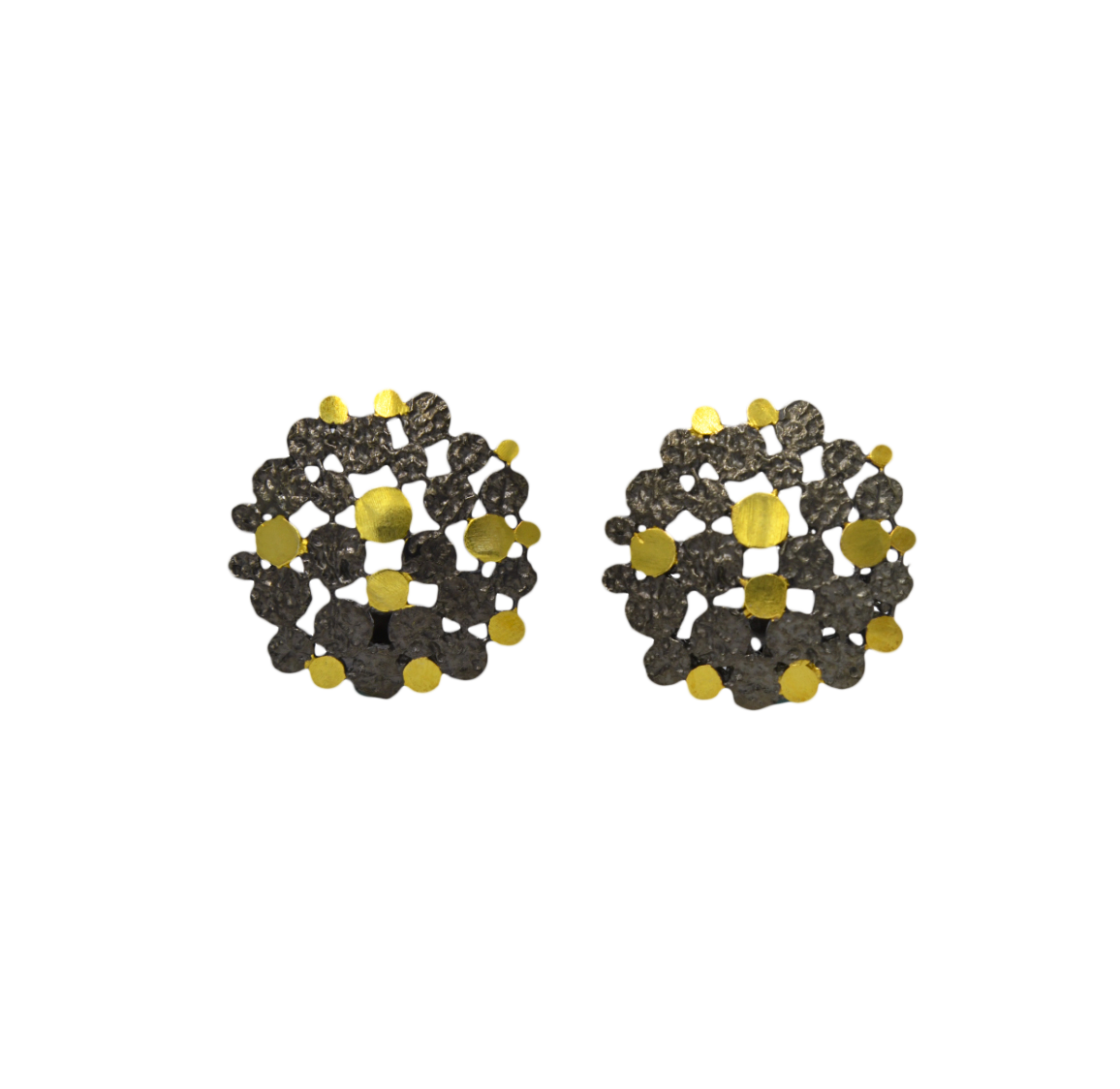 Two tone Brass & Gold Plated Stud Earring