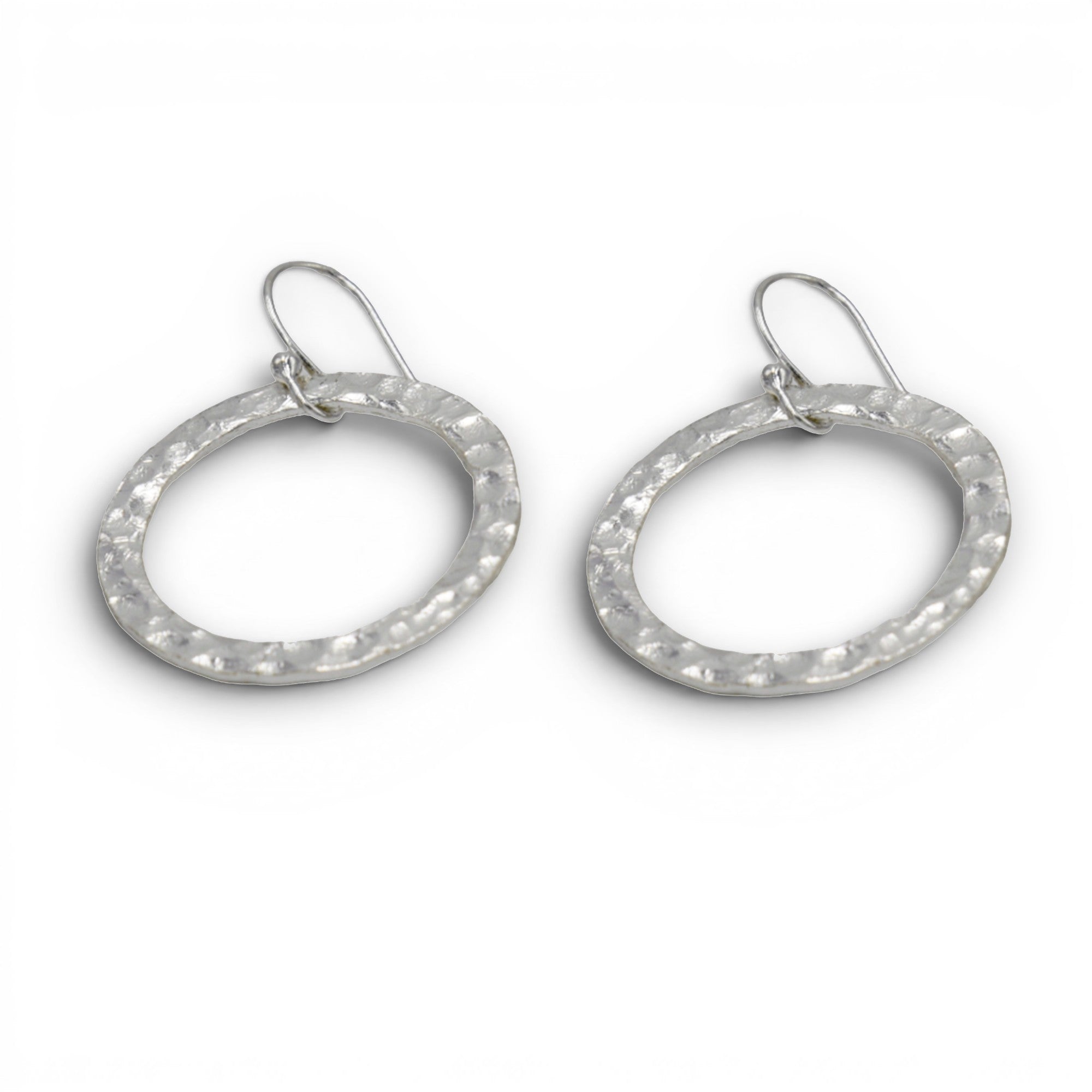 Hammered Round Silver Earring