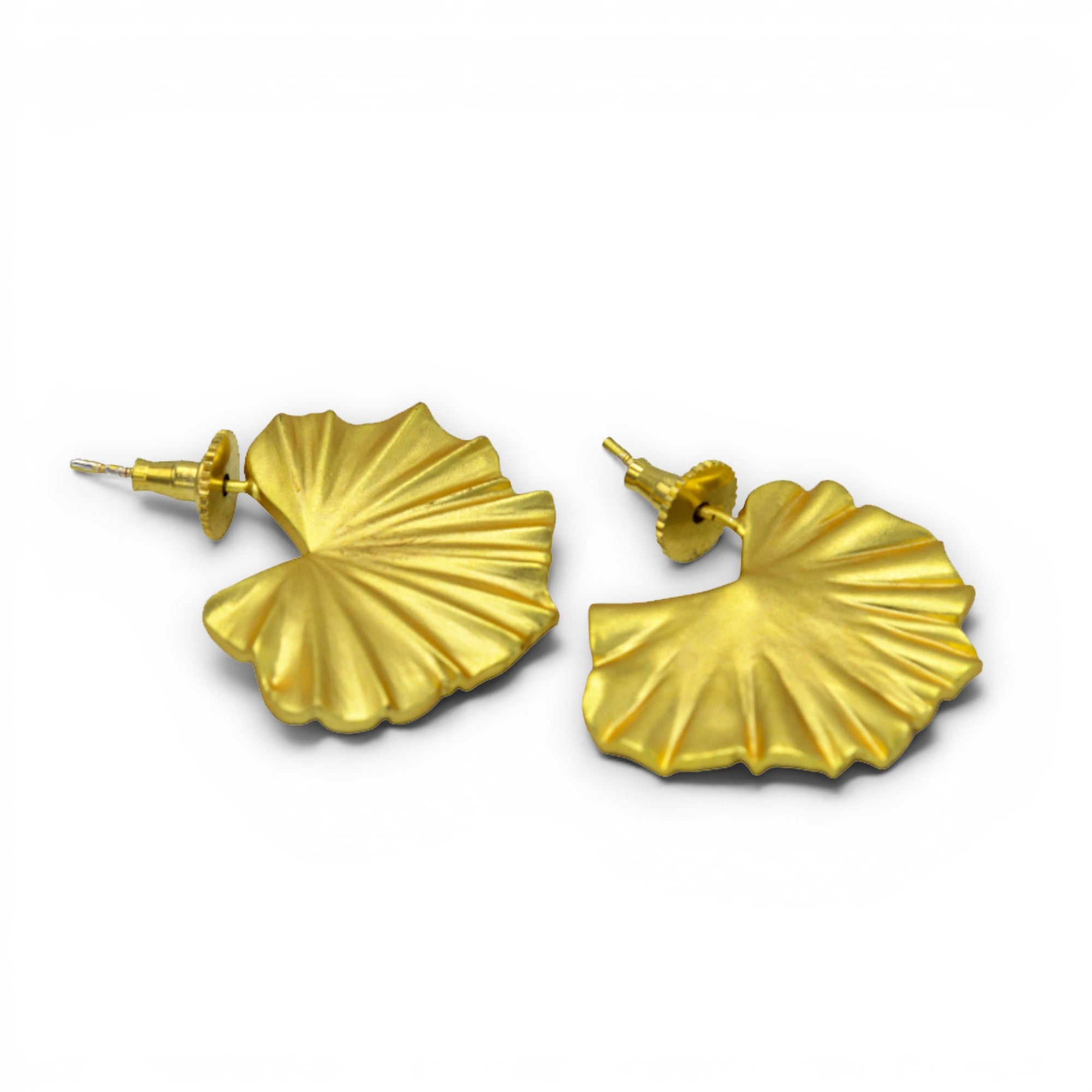 Lotus Leaf Gold Plated Stud Earring
