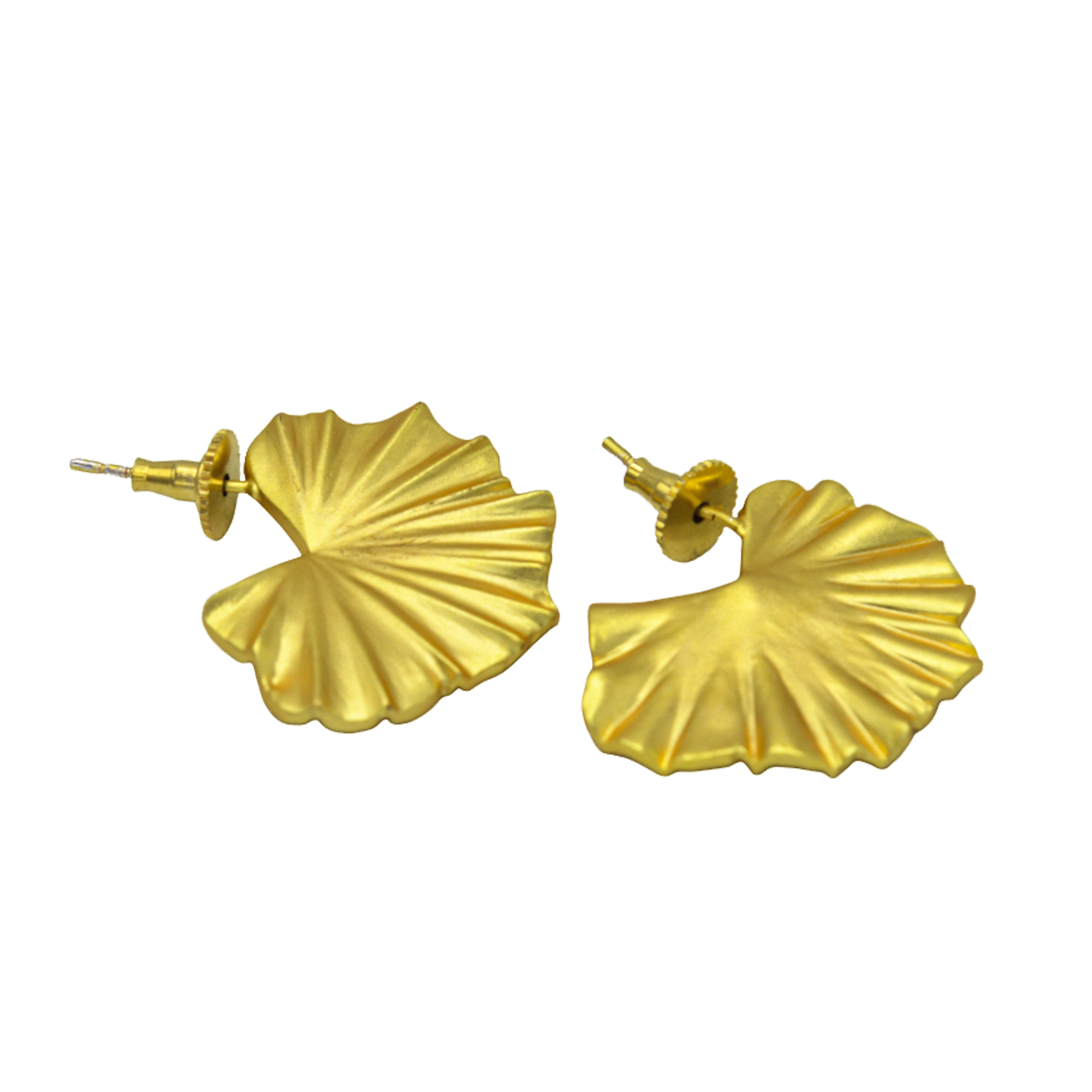 Lotus Leaf Gold Plated Stud Earring