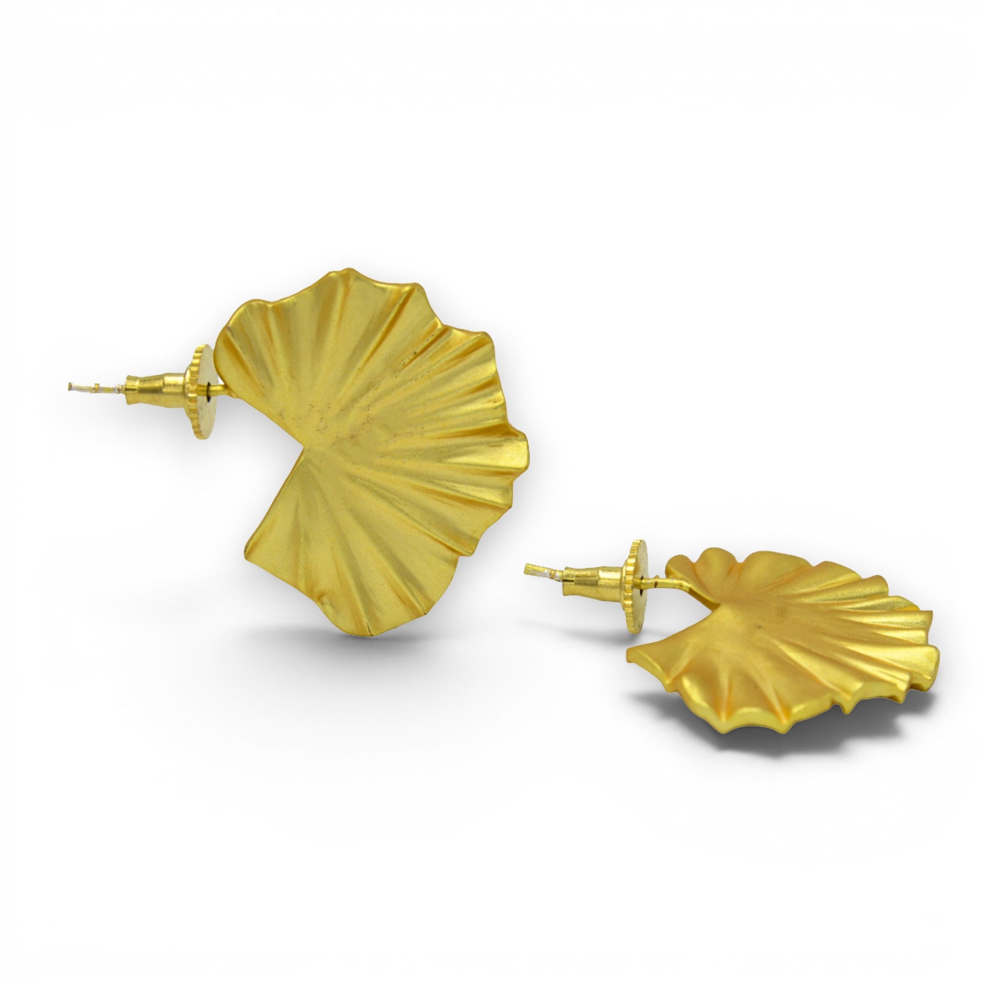 Lotus Leaf Gold Plated Stud Earring
