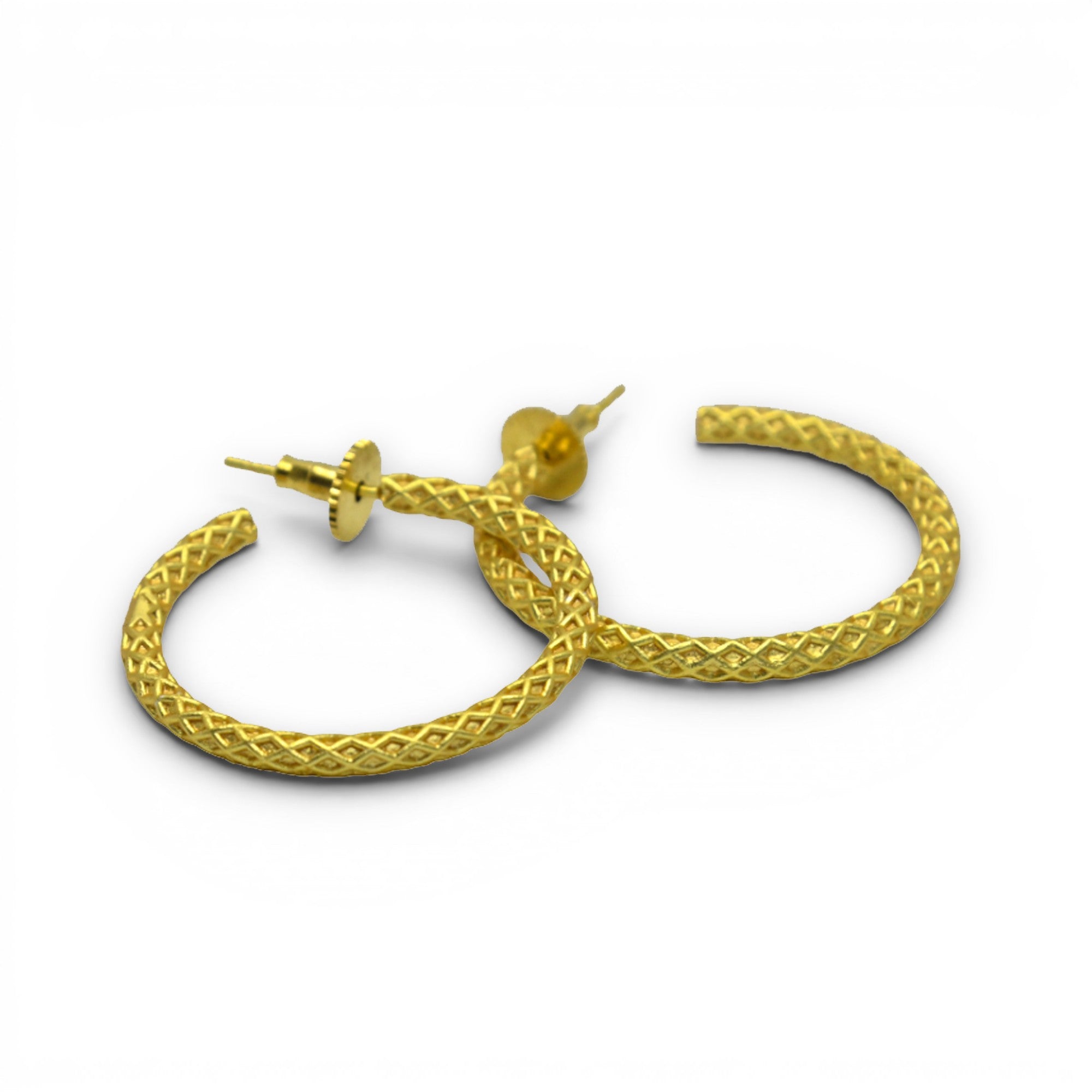 Crescent Gold Hoop Stud Earring