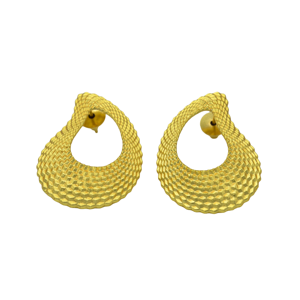 Uneven Textured Gold Plated Earring