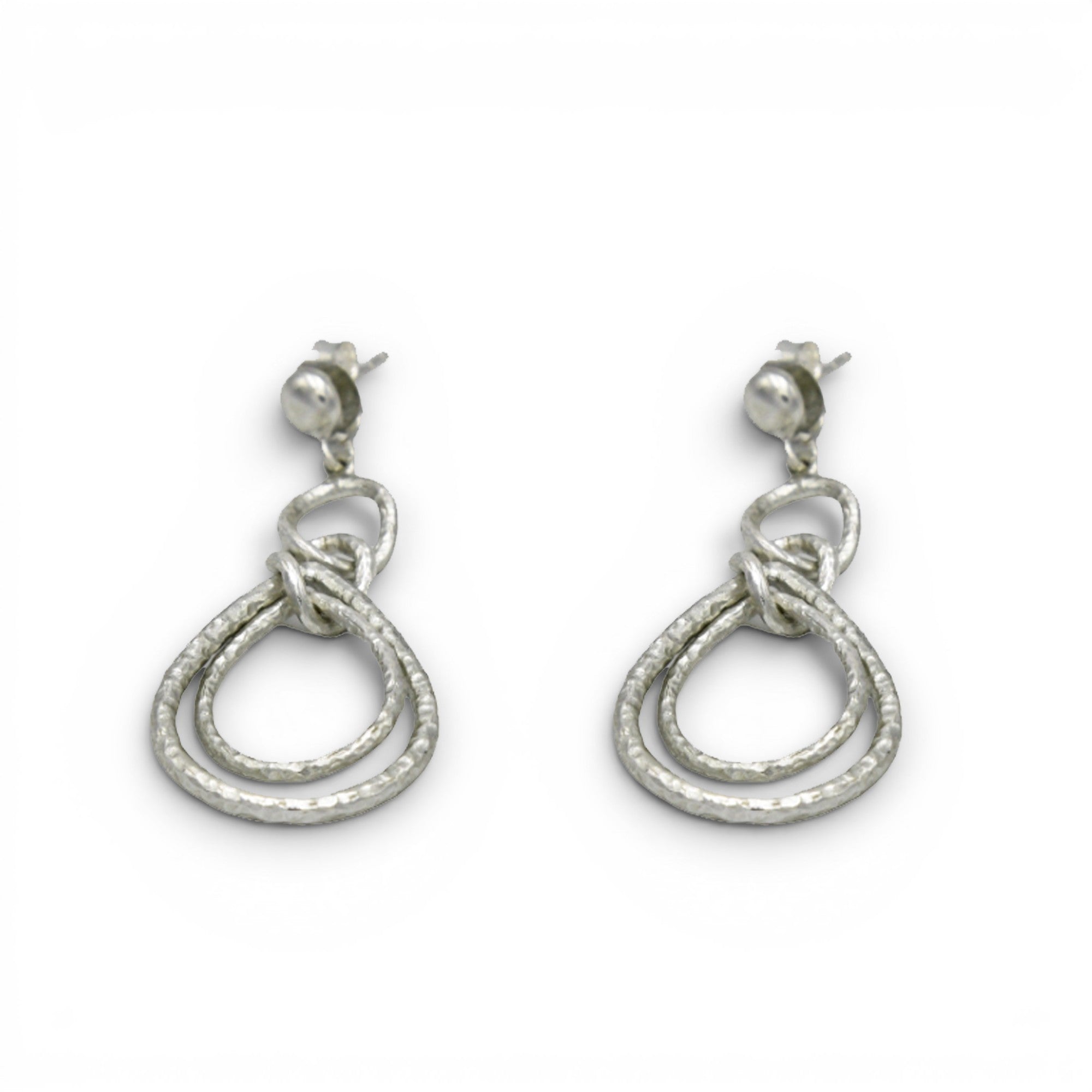 Intertwined Oval Silver Dangler Earring