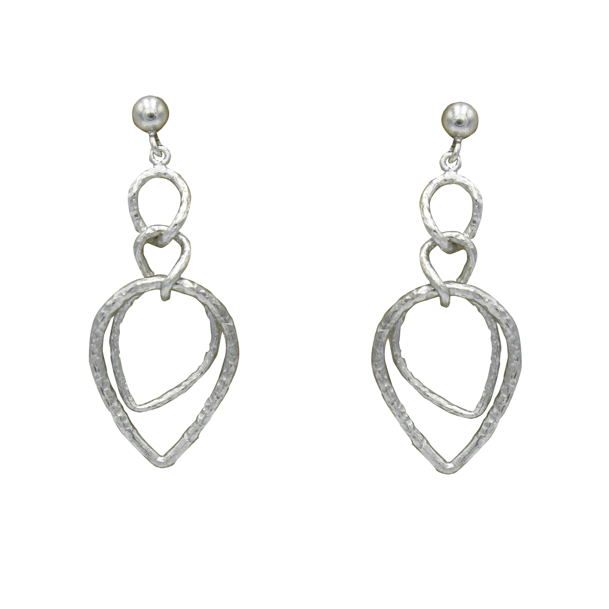 Intertwined Oval Silver Dangler Earring