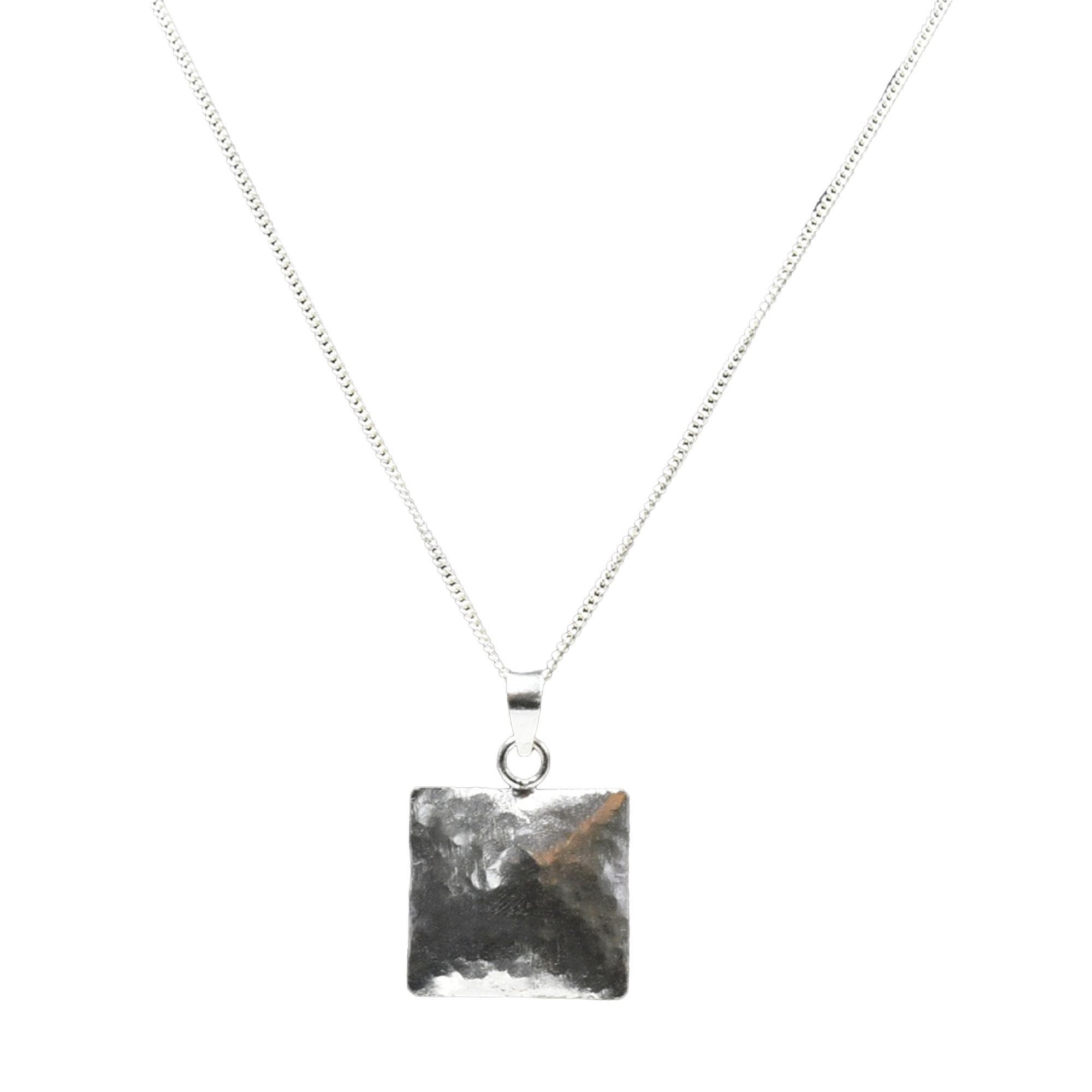 Hammered Silver Square Pendant
