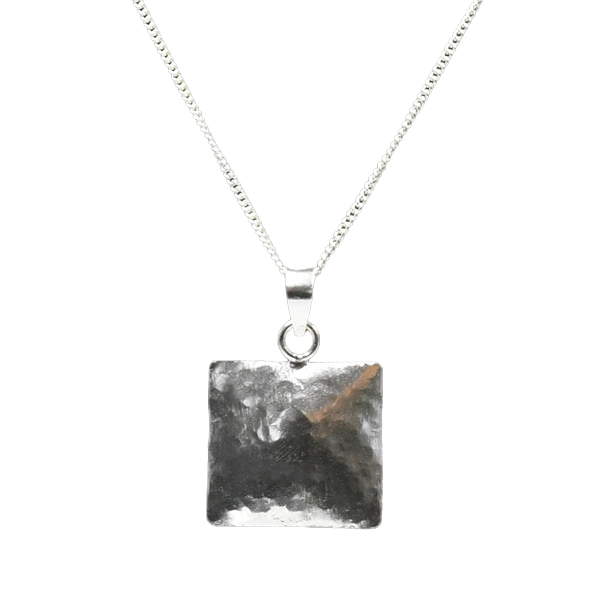 Hammered Silver Square Pendant