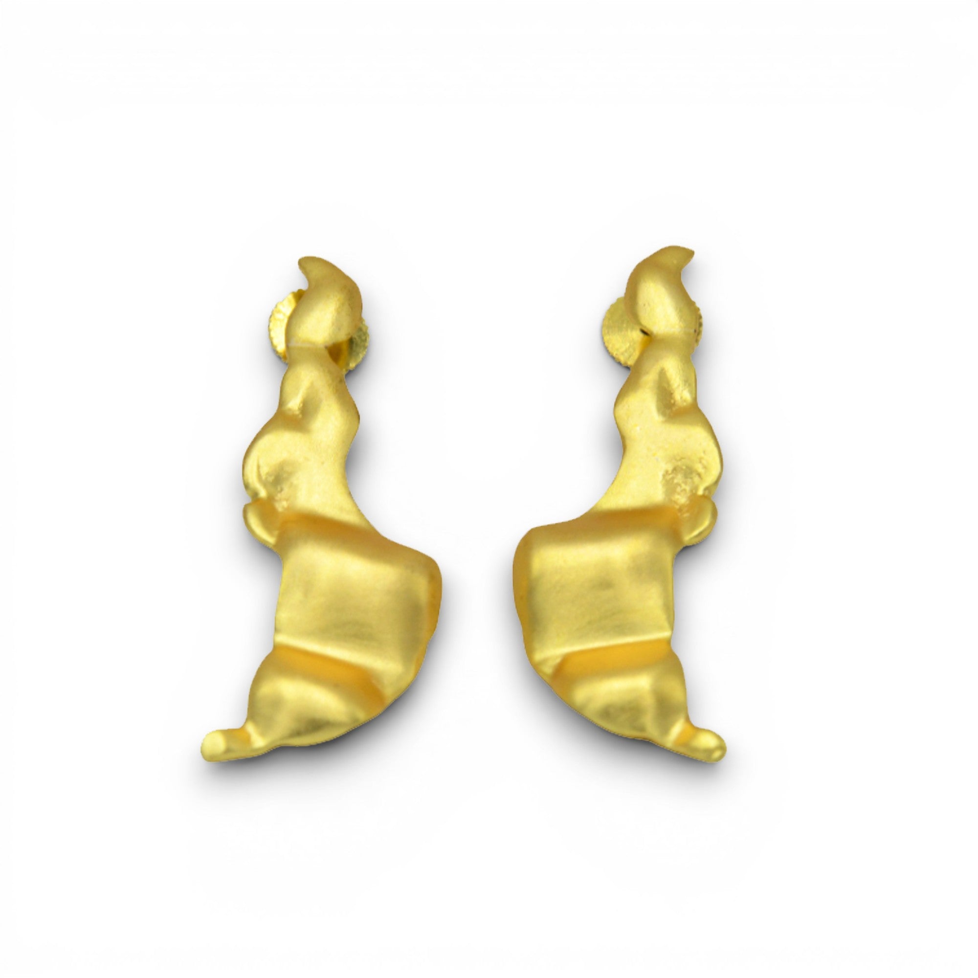 Sea Waves Gold plated Brass Stud Earring
