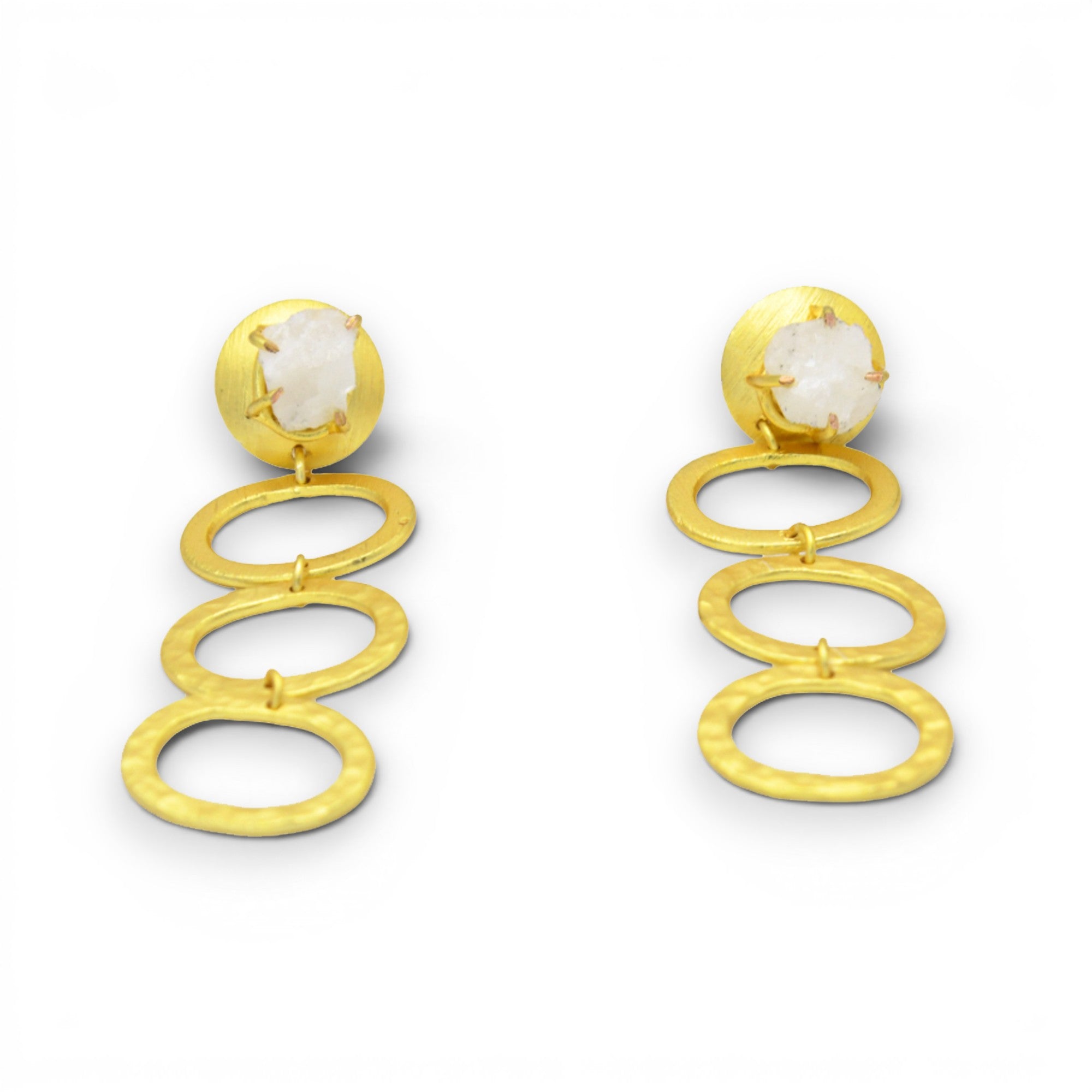 Gemstone + Hammered Hoop Earring
