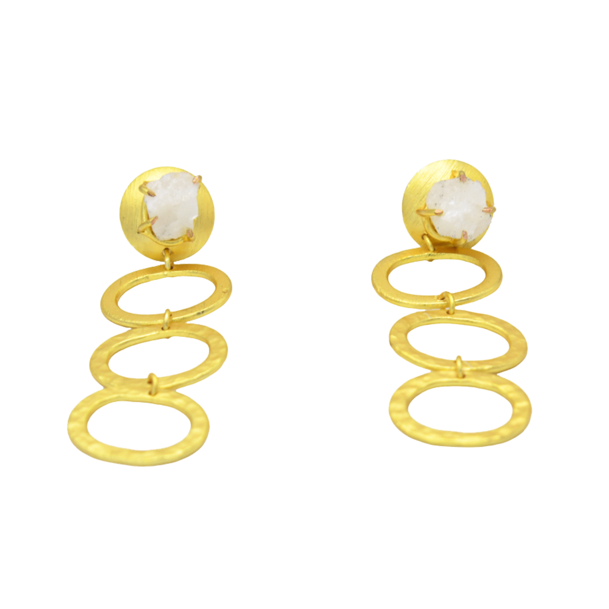 Gemstone Hammered Stud Earring