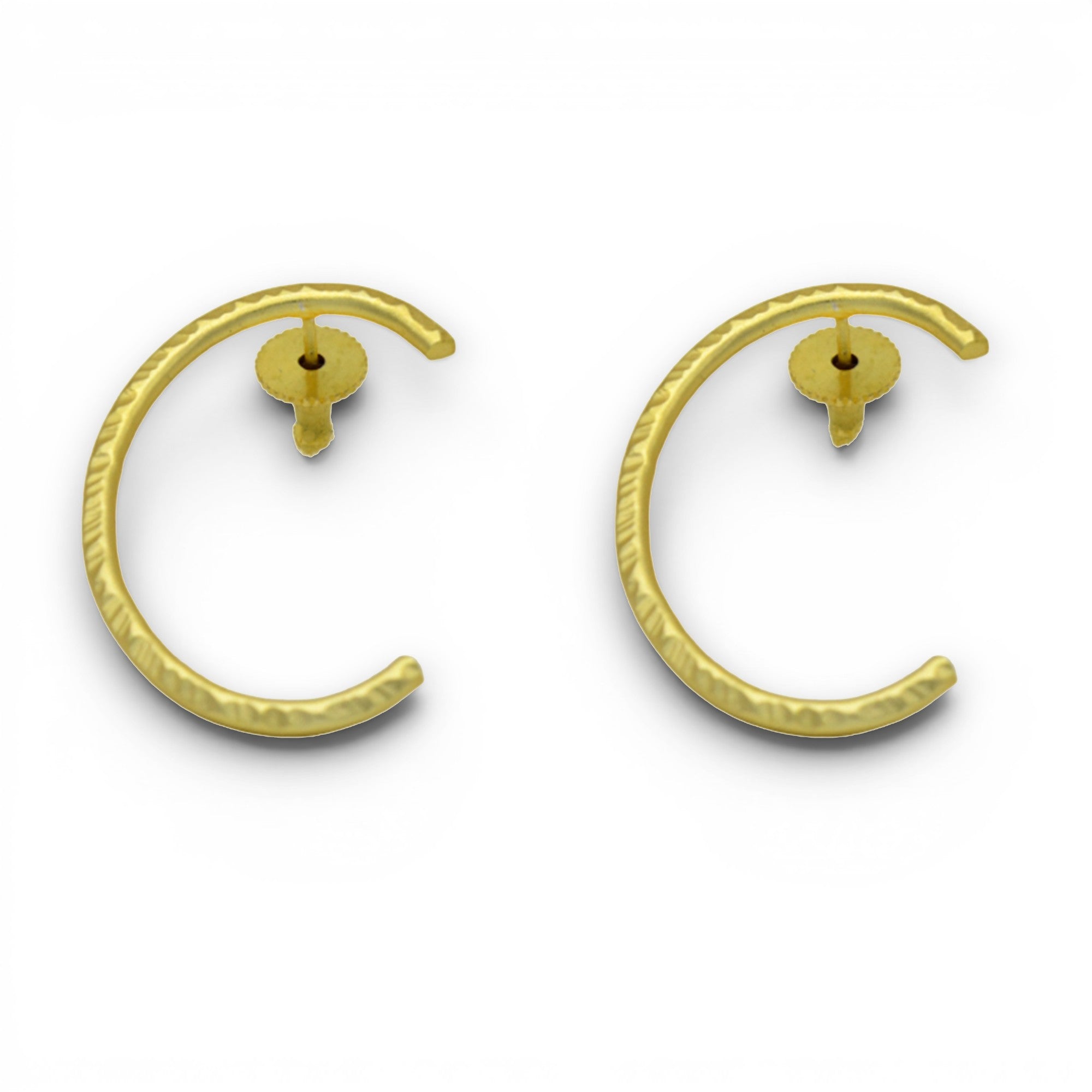 Alphabet "C" Hand Beaten Brass Earrings