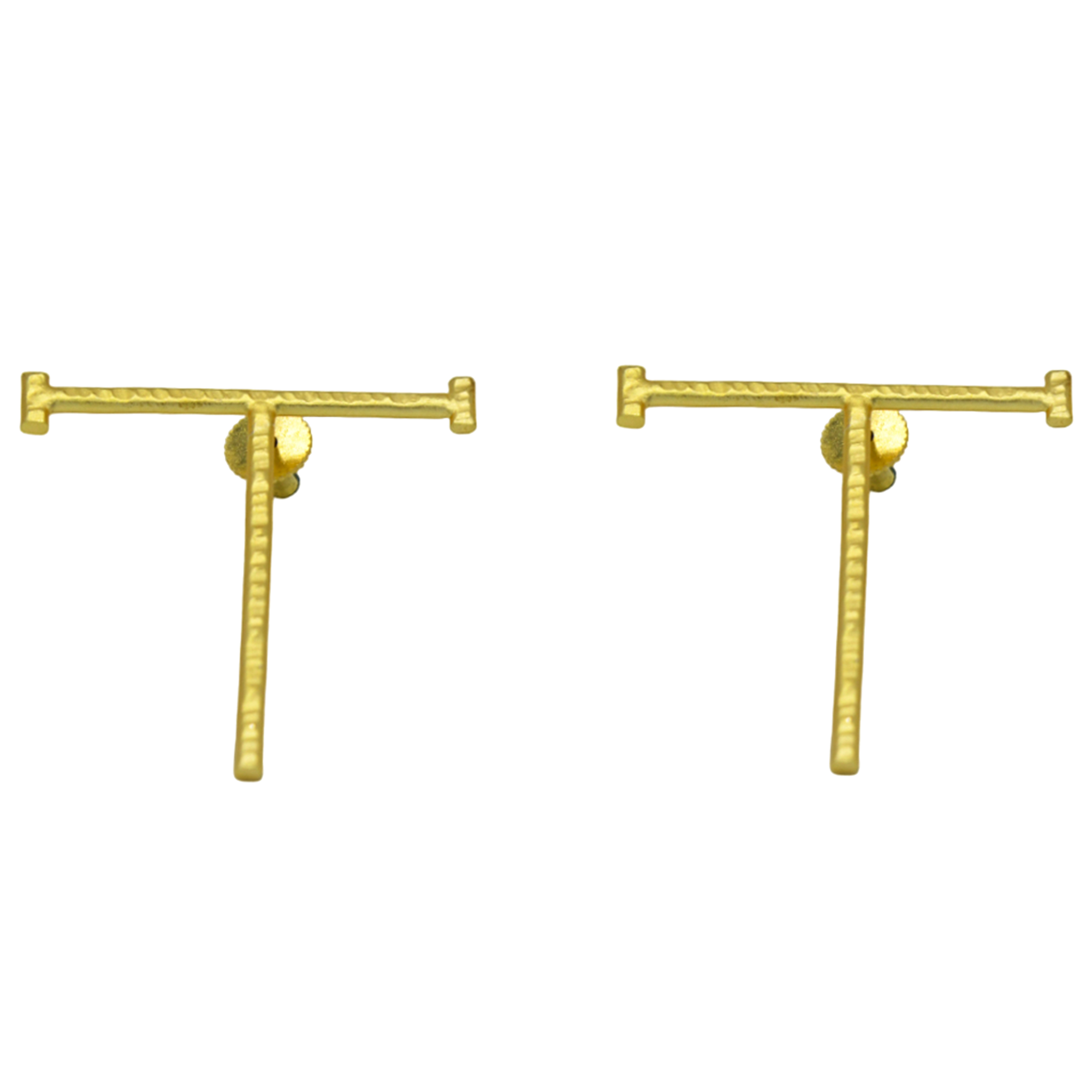 English Alphabet "T" Brass Earring