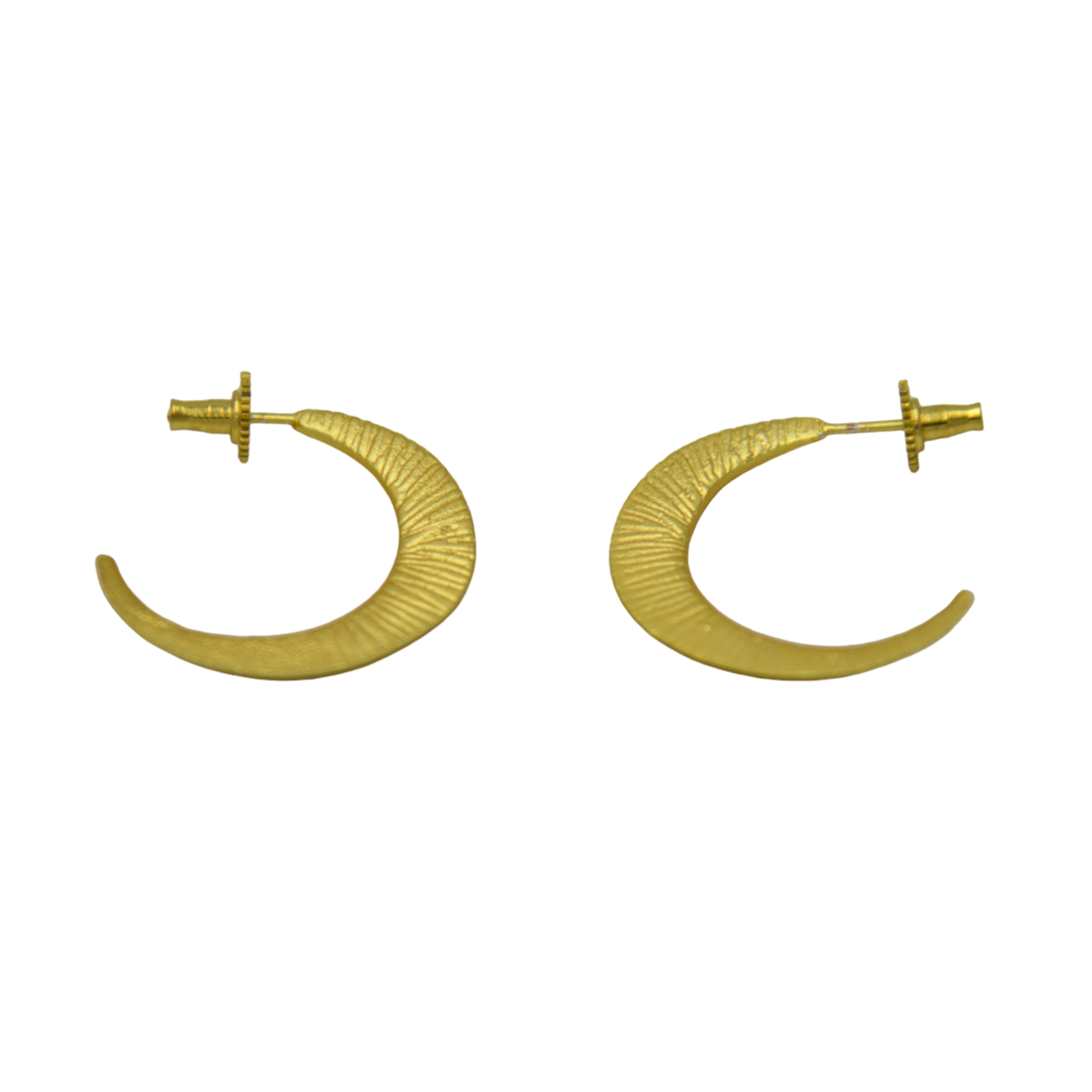 Crescent Moon Hand Hammered Brass Earring