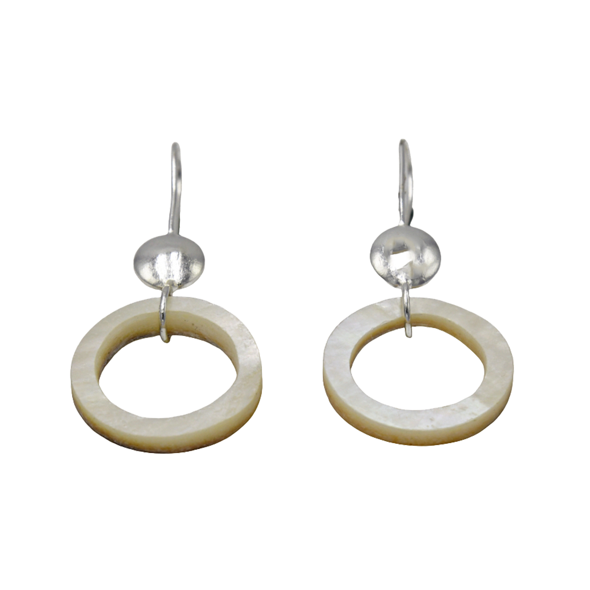 Mother of Pearl Round Silver Dangle Earring