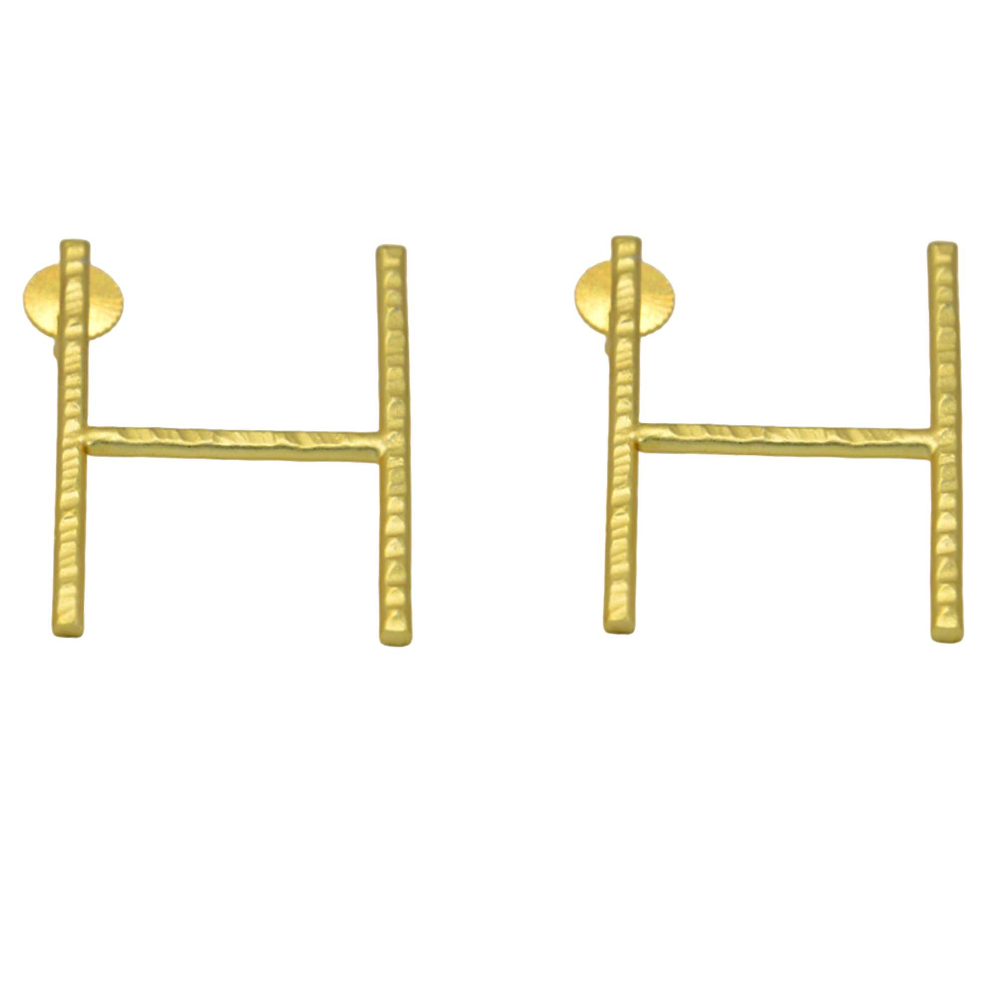 English Alphabet "H" Brass Earring