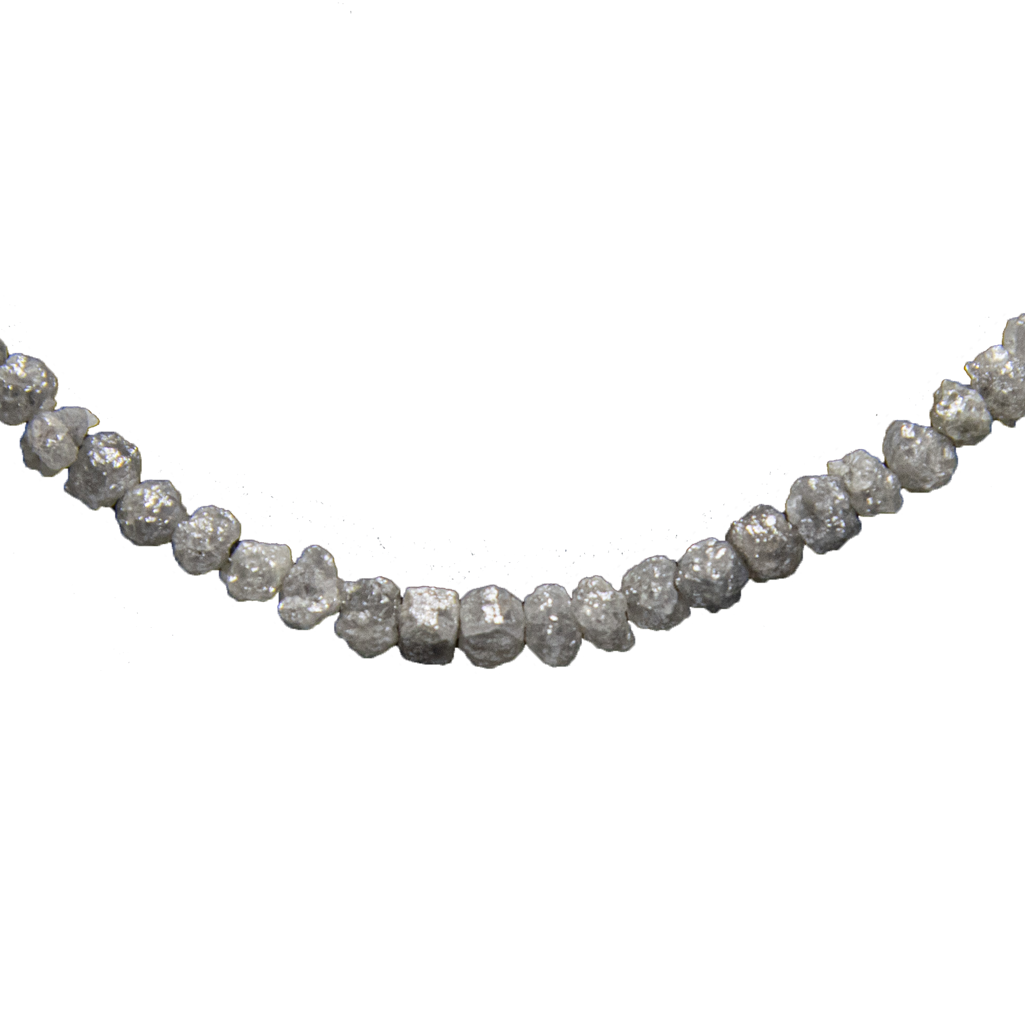 Big Grey Rough Diamond Bead Necklace with Silver Clasp