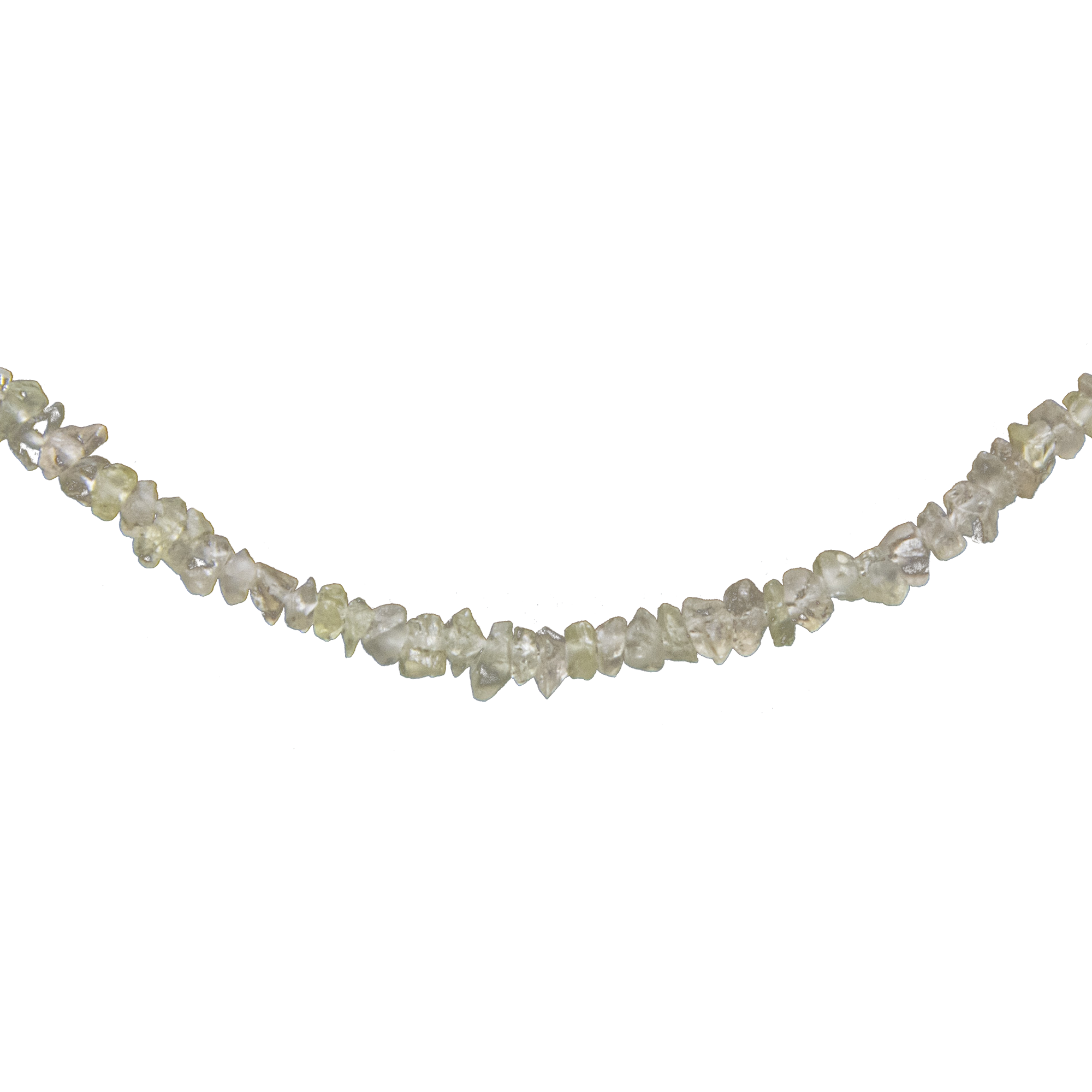 White Rough Diamond Bead Necklace with Silver Clasp