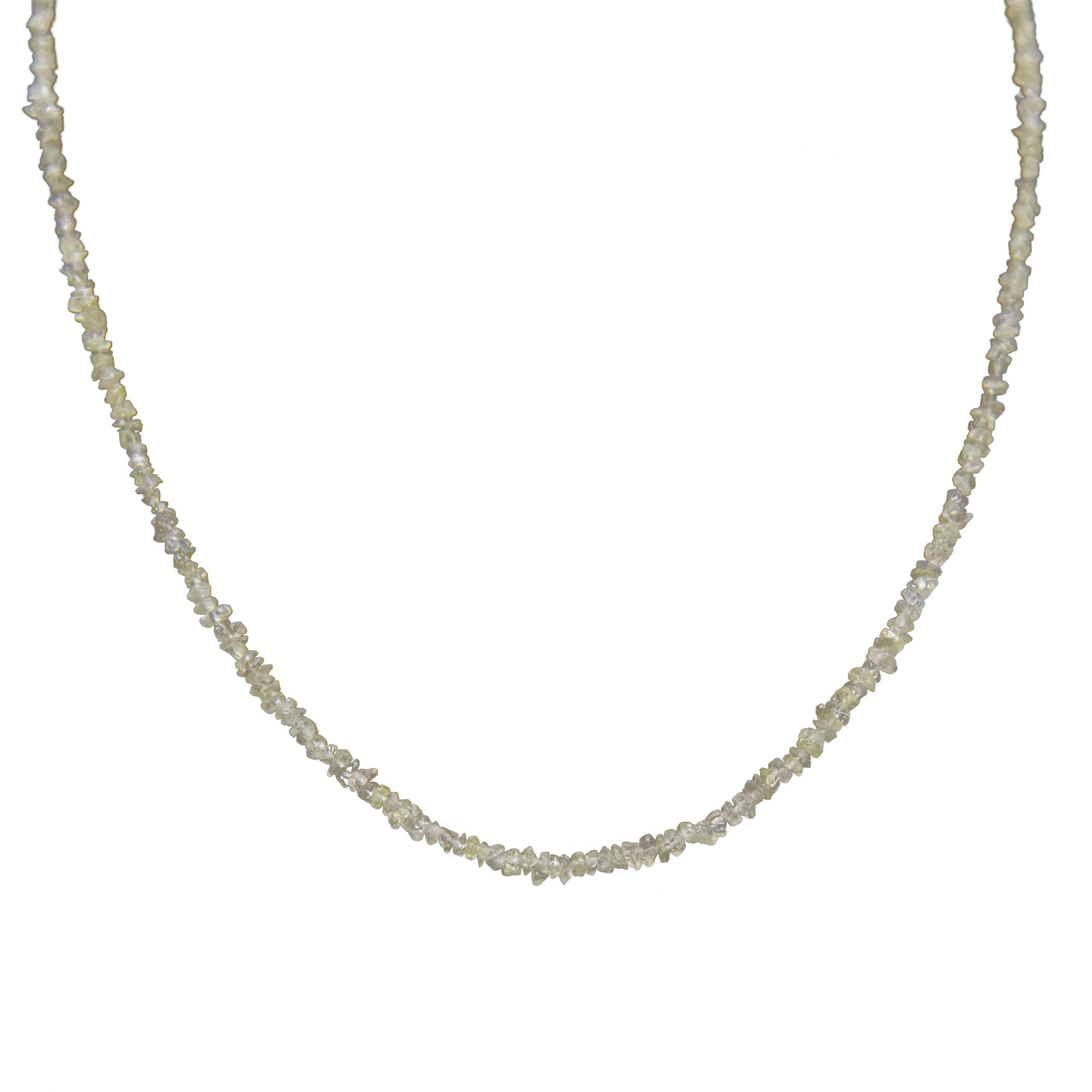 White Rough Diamond Bead Necklace with Silver Clasp