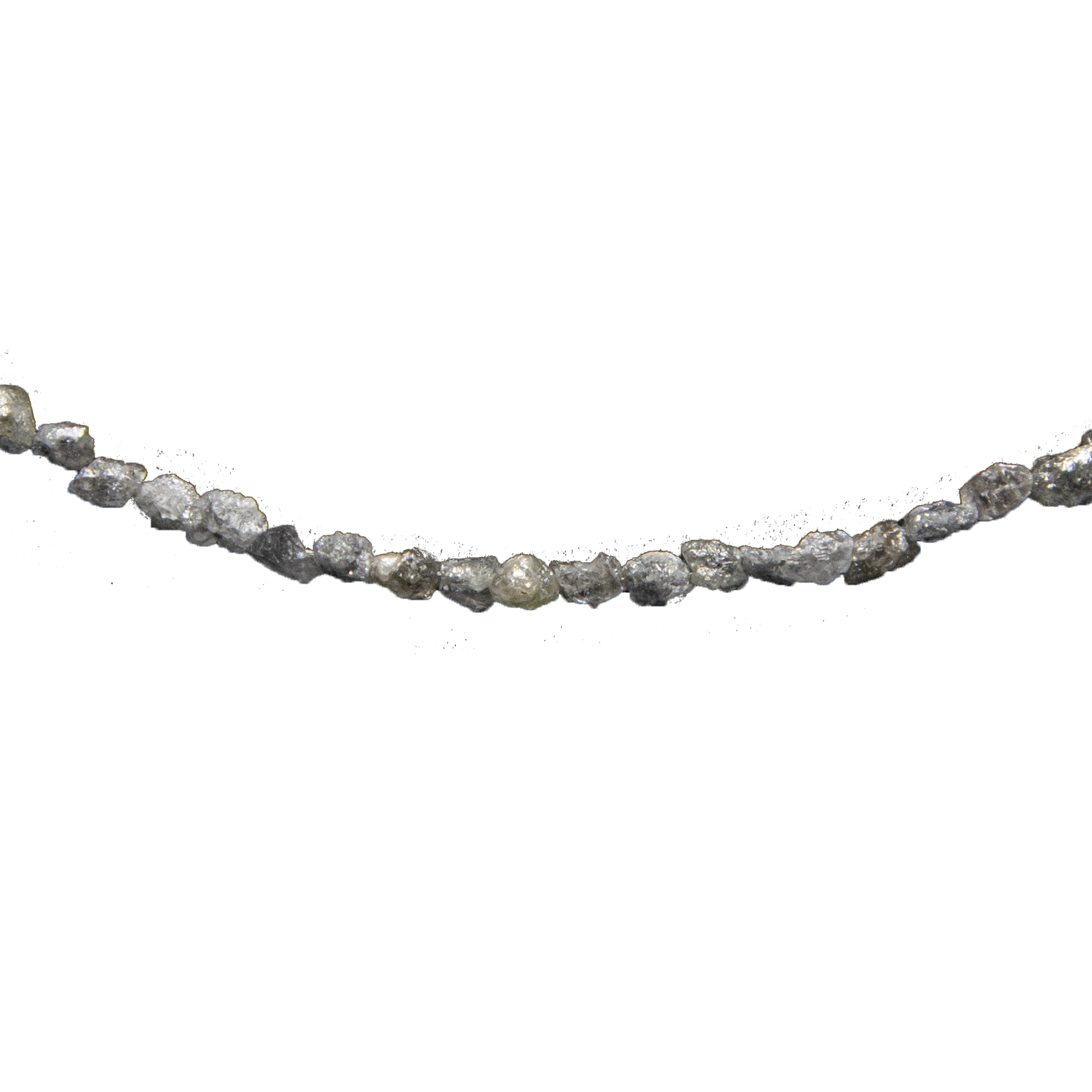 Small Grey Rough Diamond Bead Necklace with Silver Clasp