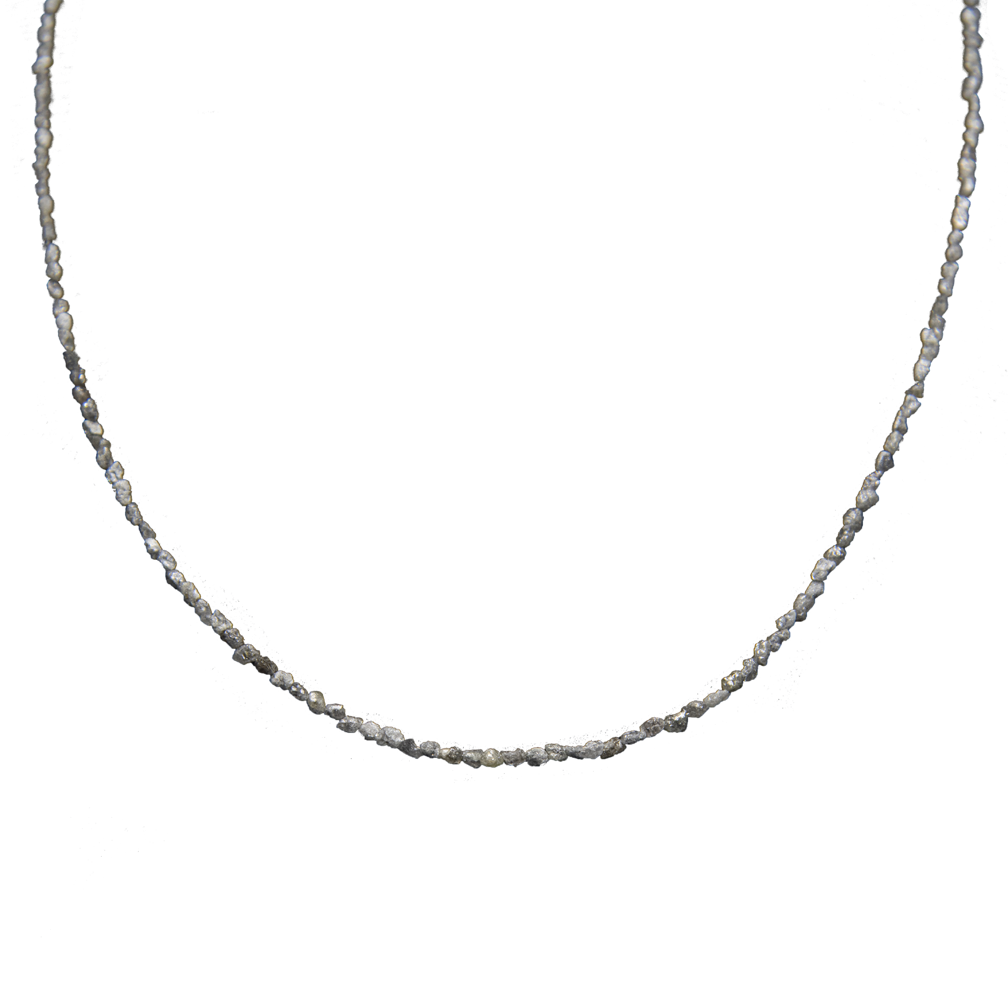 Small Grey Rough Diamond Bead Necklace with Silver Clasp