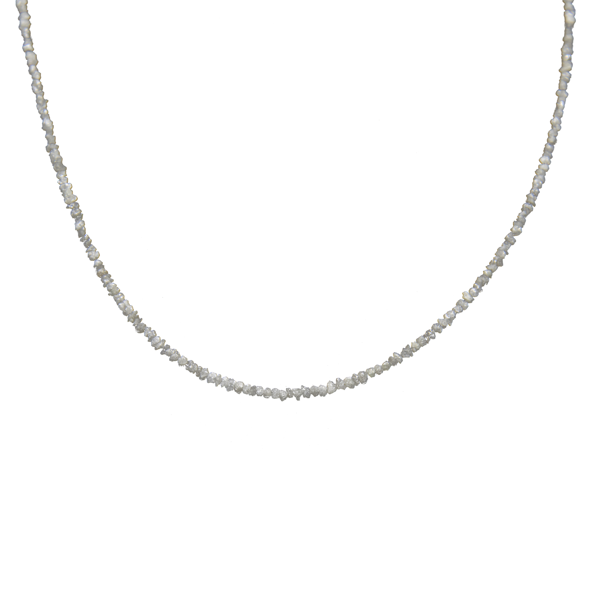 Small silver Rough Diamond Bead Necklace with Silver Clasp