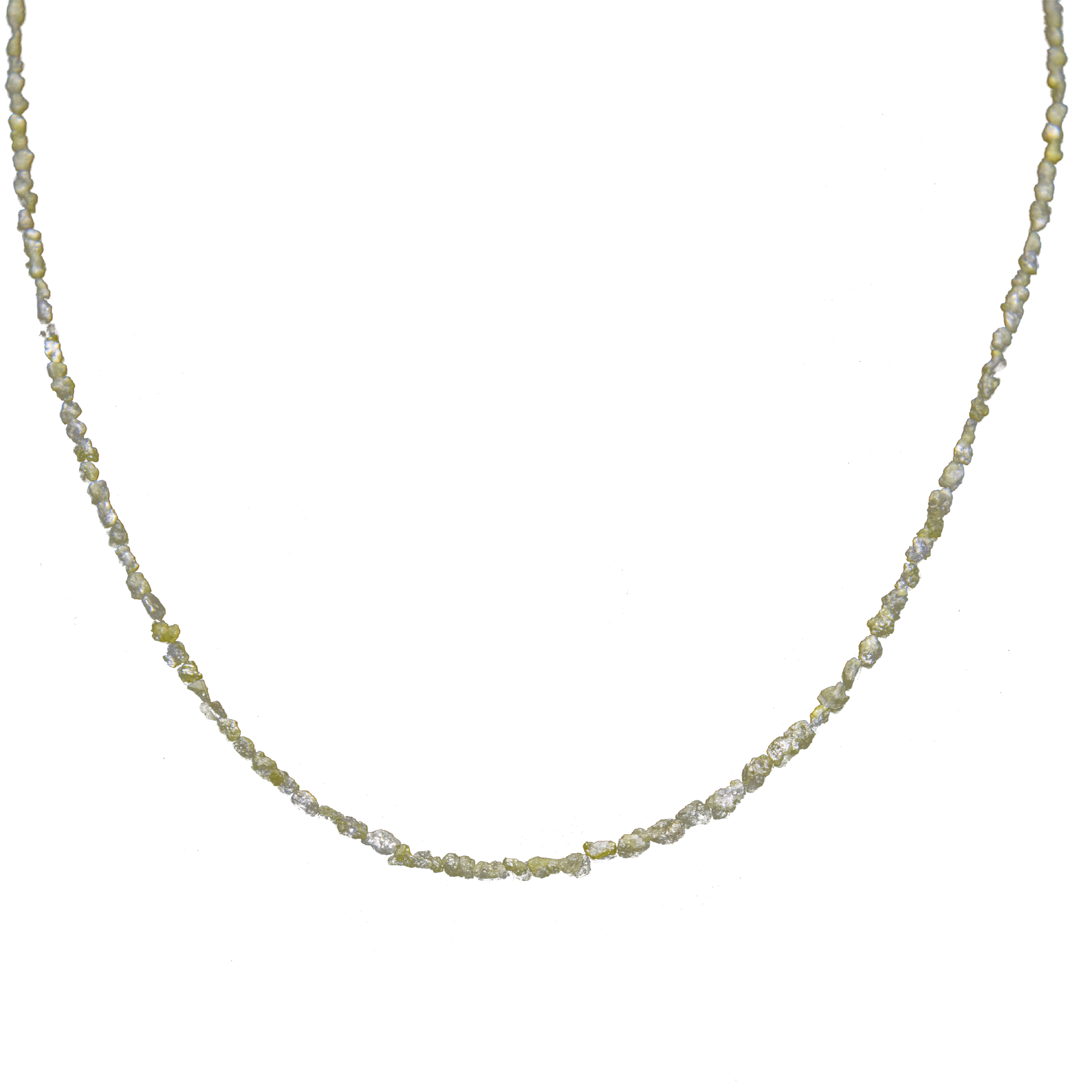 Green Rough Diamond Bead Necklace with Silver Clasp