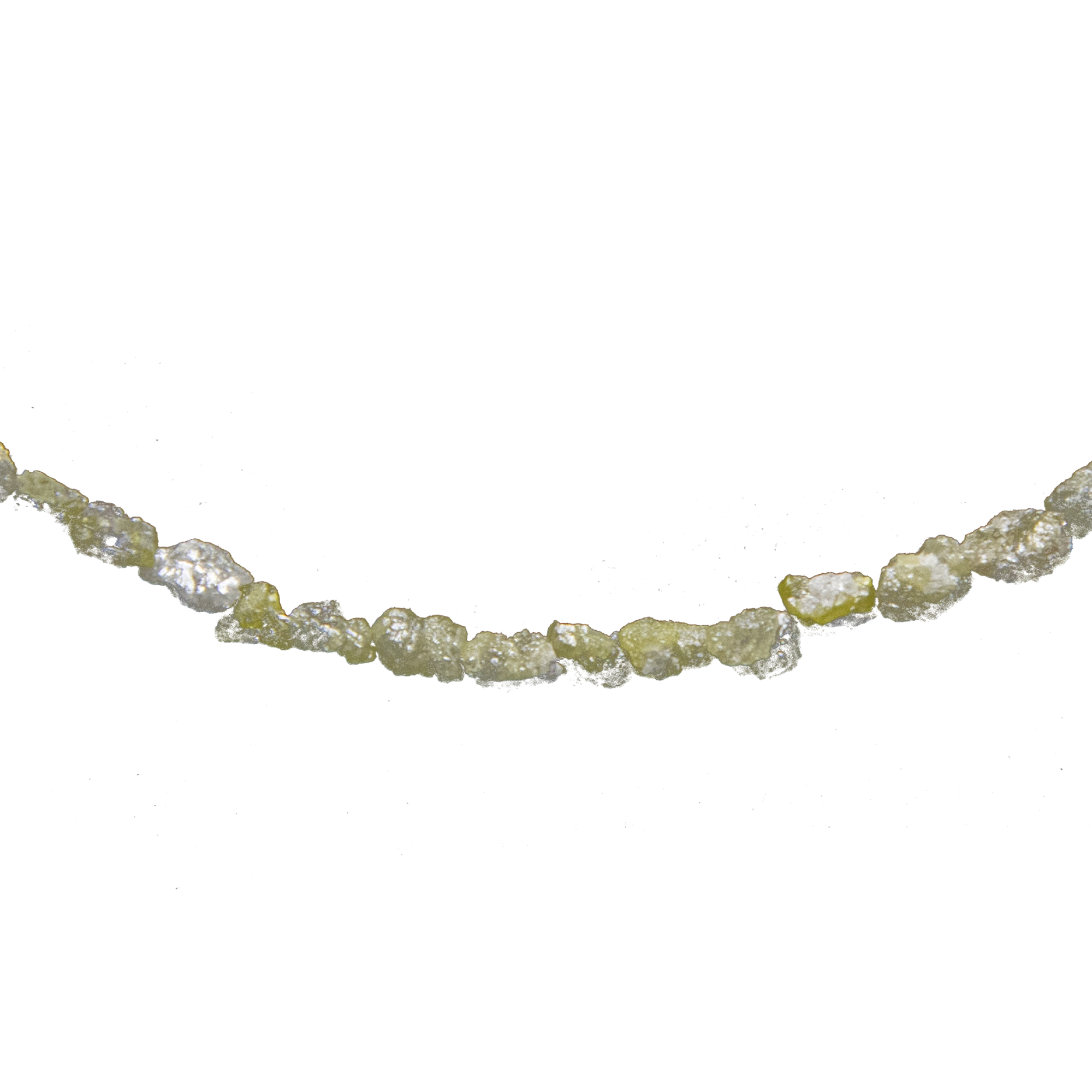 Green Rough Diamond Bead Necklace with Silver Clasp