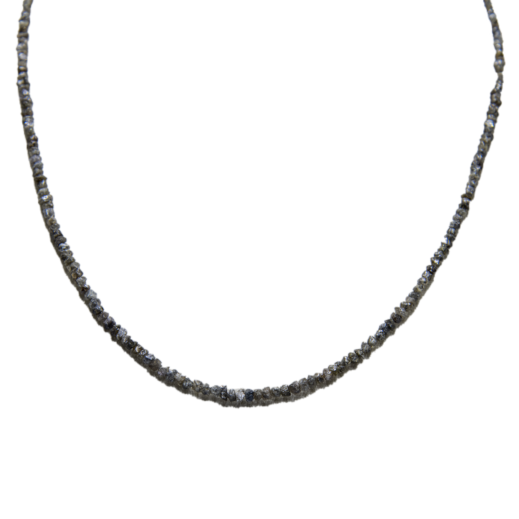 Large Brown Rough Diamond Bead Necklace with Silver Clasp