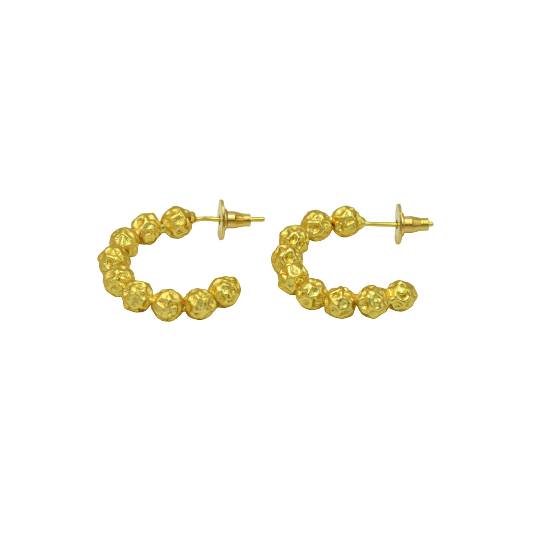 Peppercorn Textured Flash Gold Plated Stud Earring