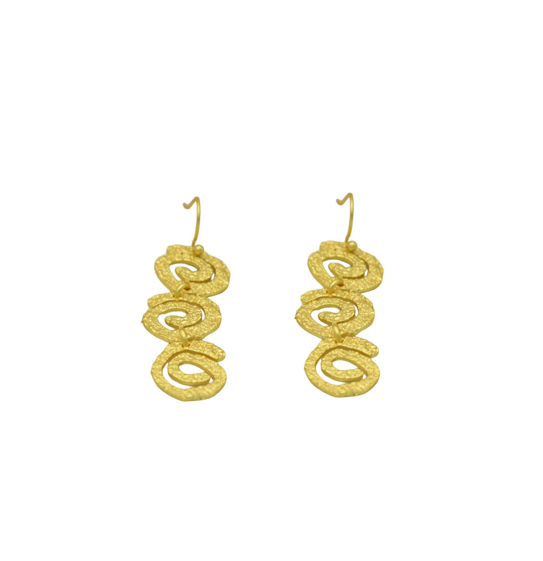 Uneven Swirl "Jalebi" Flash Gold Plated Dangle Earrings