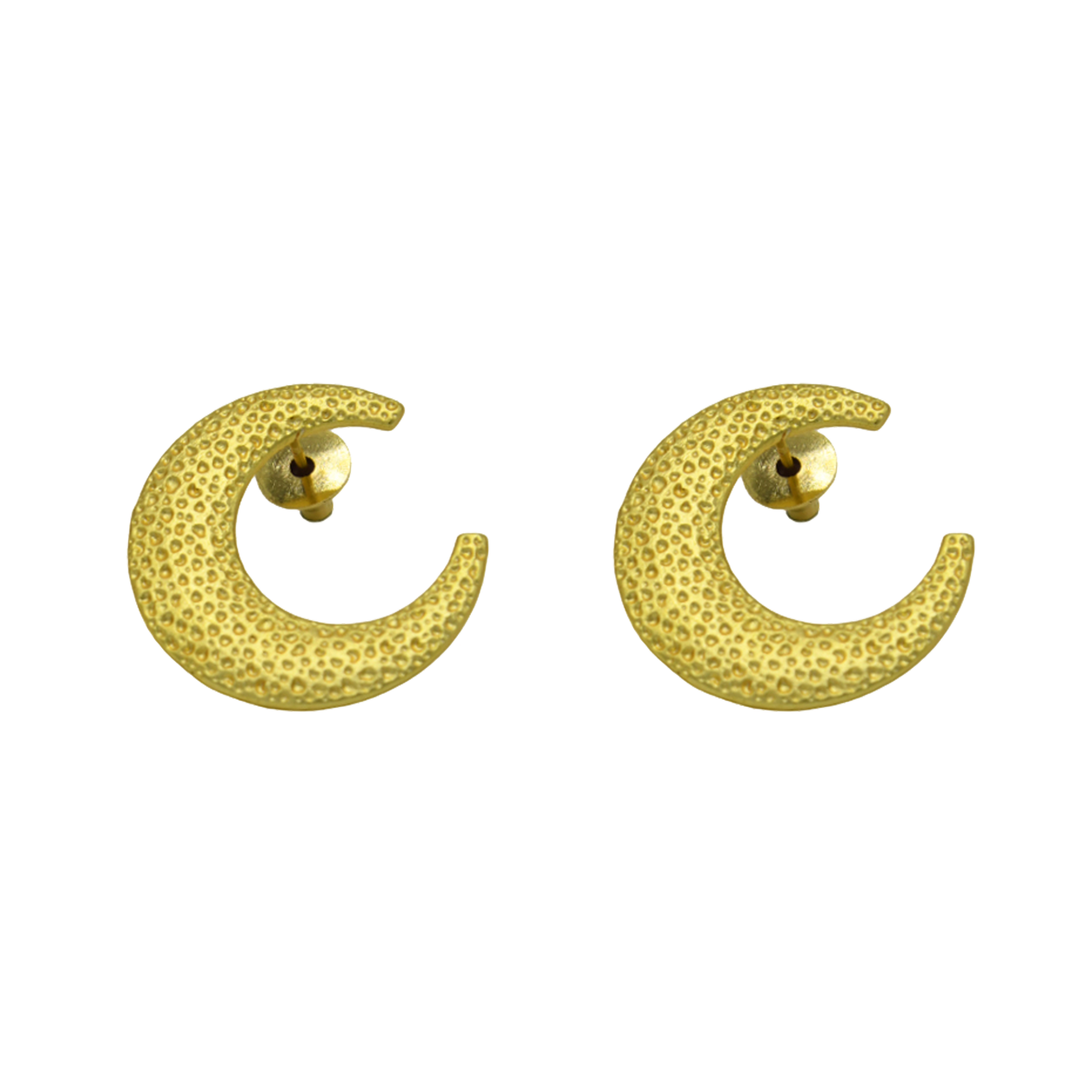 Textured Crescent Moon Stud Earring